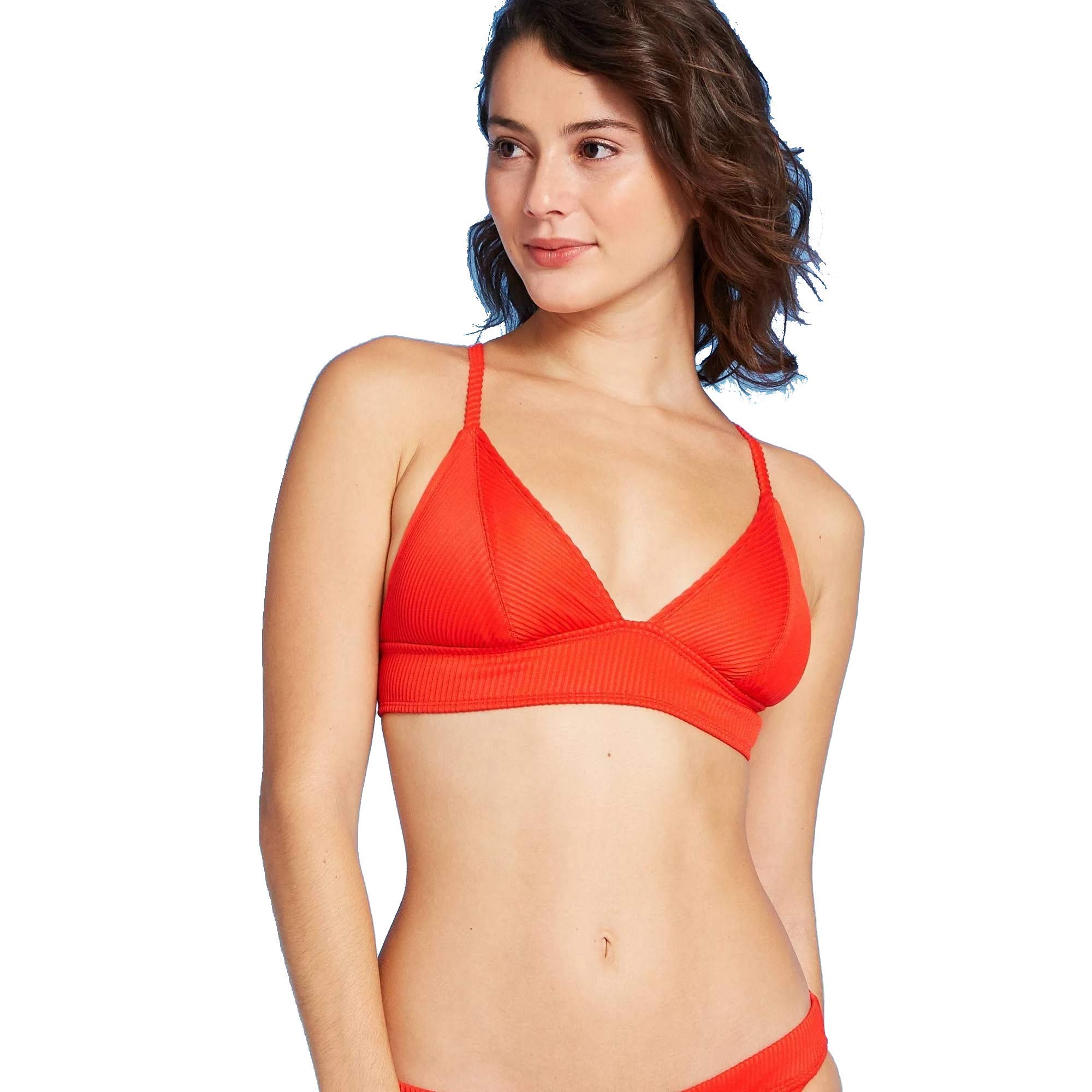 Juniors' Ribbed Triangle Bikini Top - Red - XLarge - Sexy Swimwear for Beach, Pool & Summer Vacation