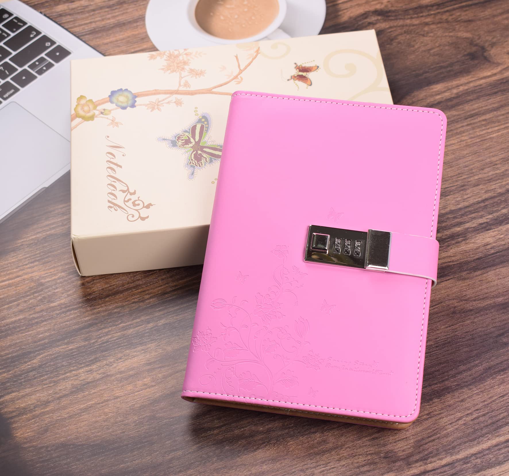 Secure Combination Lock Diary - A5 Locking Journal with Personal Notepad, Pink Writing Notebook for School, Travel & Secret Keeping | Planner & Agenda Organizer