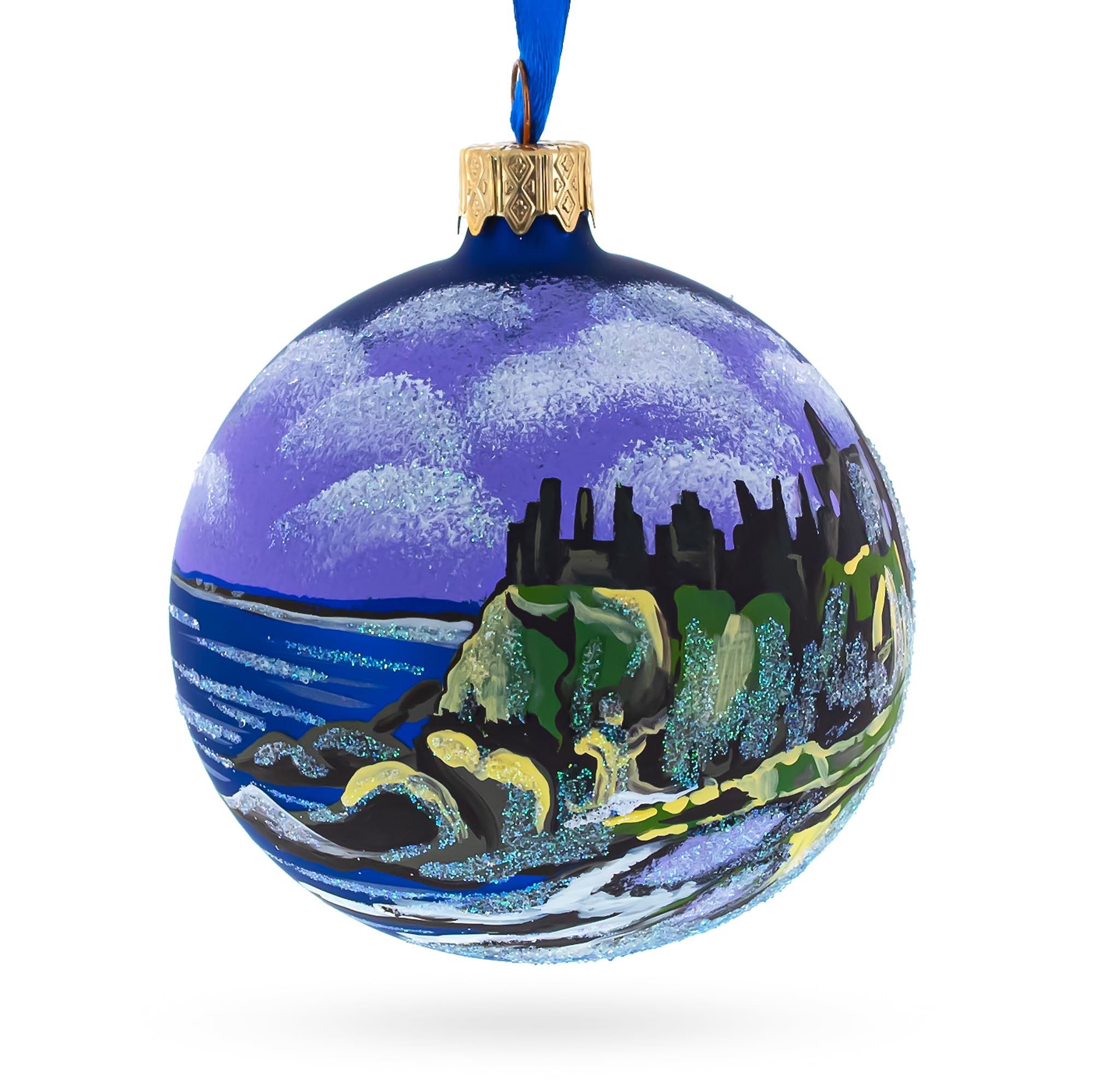 3.25 Inch Castle in Ireland Glass Christmas Ornament - Elegant Holiday Tree Decoration for Home, Office & Gift Giving