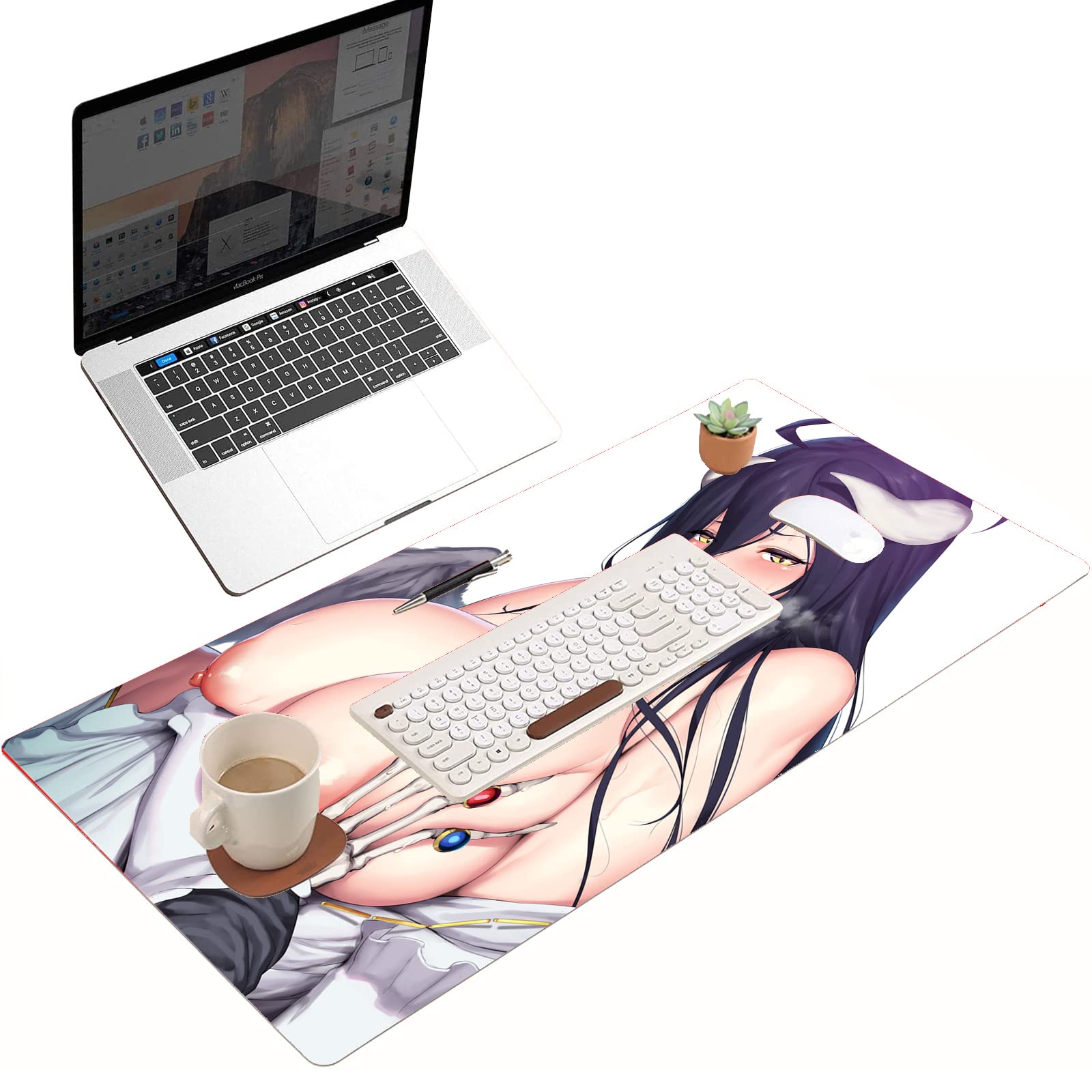 Anime Overlord Mouse Pad - Large Gaming Desk Mat for Computer & Laptop (35.43x15.74 Inch) - Waterproof, Non-Slip Surface - Perfect for Office, Gaming & Anime Fans
