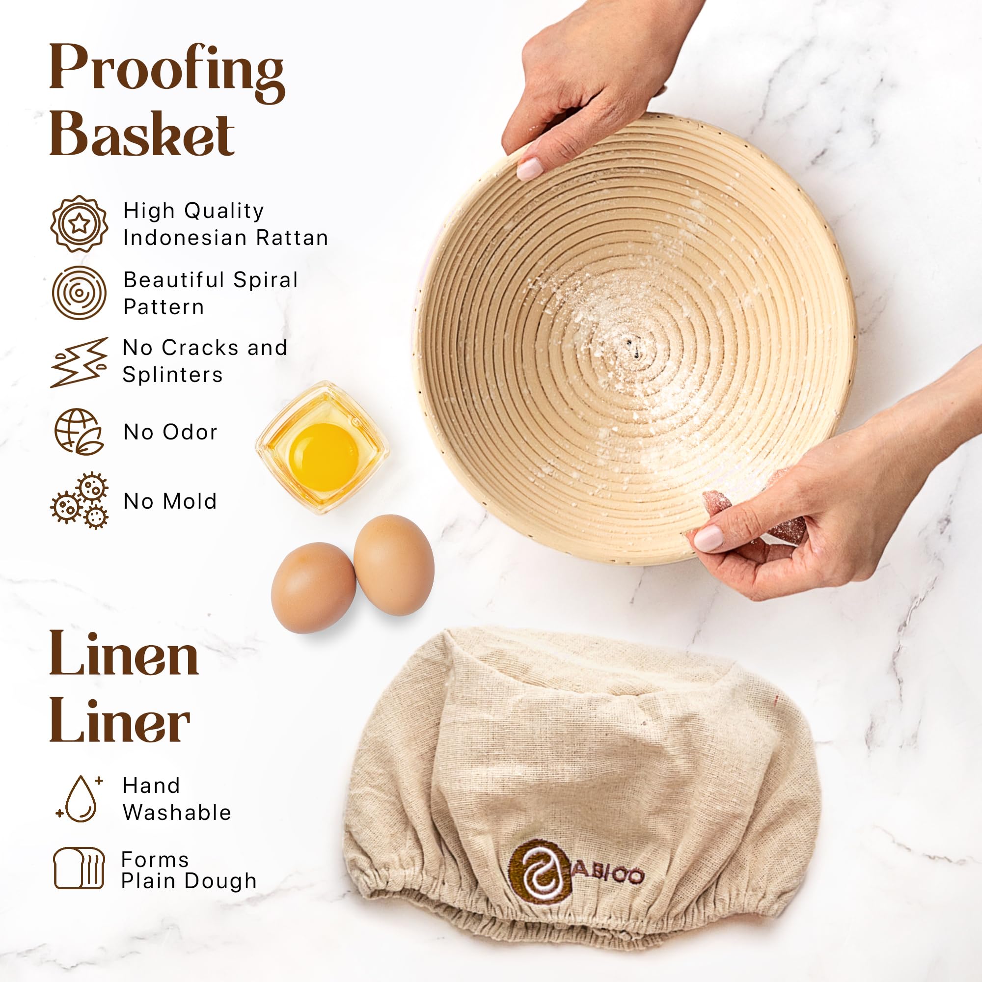 10-Inch Banneton Bread Proofing Basket Set with Lame, Dough Scraper & Linen Liner - Odor-Free Rattan Brotform for Sourdough, Artisan Bread Baking - Perfect for Home Bakers & Professional Bakeries