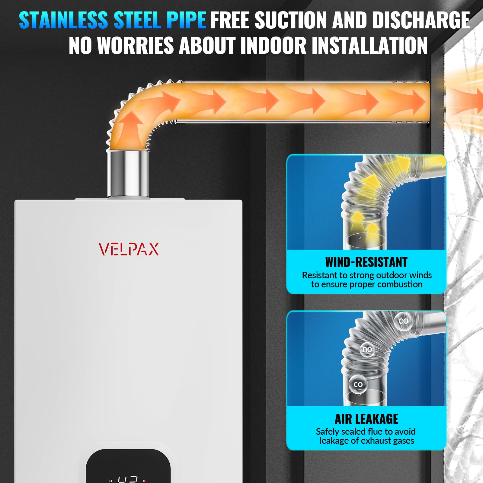 4.21GPM 16L Indoor Propane Tankless Water Heater with Digital Display - Instant Hot Gas Water Heater for Home, RV & Camping - Multi-Protection Safety System