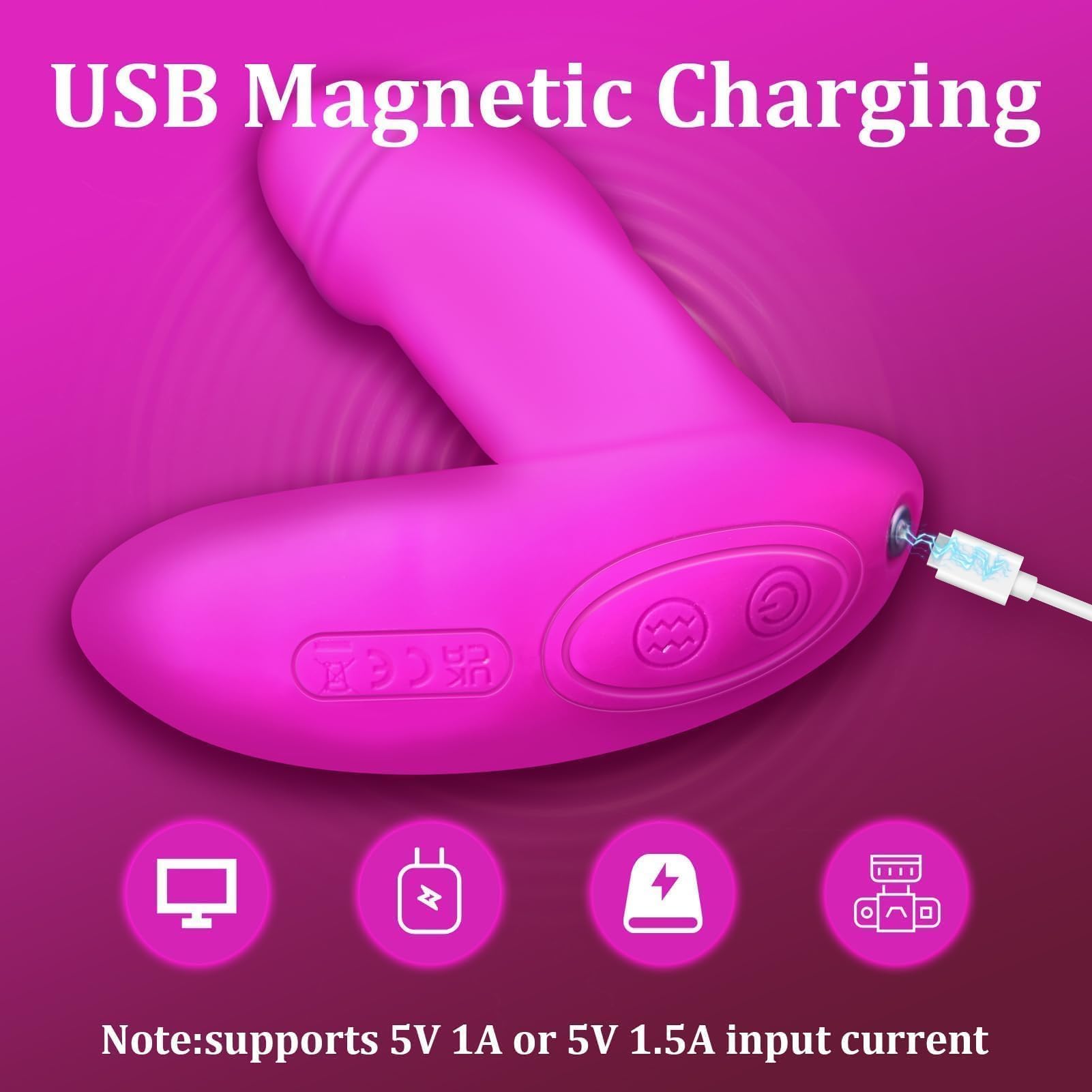 3-in-1 Thrusting Dildo & G-Spot Vibrator - Wearable App-Controlled Strapless Strap-On for Women | Remote Butterfly Couples Sex Toy for Enhanced Pleasure | Perfect for Solo Play, Partnered Intimacy & LGBTQ+ Exploration