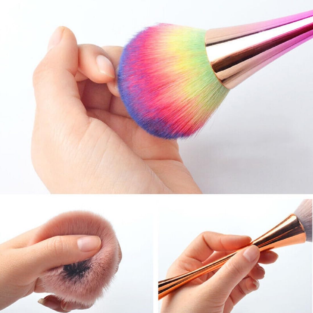 Beautiflame Soft Nail Art Dust Remover Brush - Long Handle Manicure Tool for Acrylic & Gel Nails | Makeup Powder & Blush Brush | Professional Nail Salon & Home Use