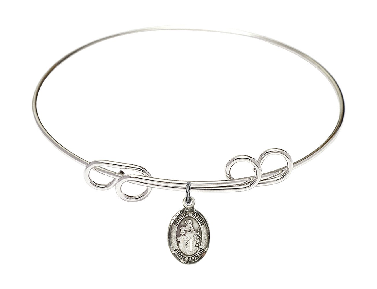 DiamondJewelryNY Sterling Silver Double Loop Bangle Bracelet with Maria Stein Charm - Elegant Jewelry Gift for Women, Perfect for Weddings, Anniversaries & Special Occasions