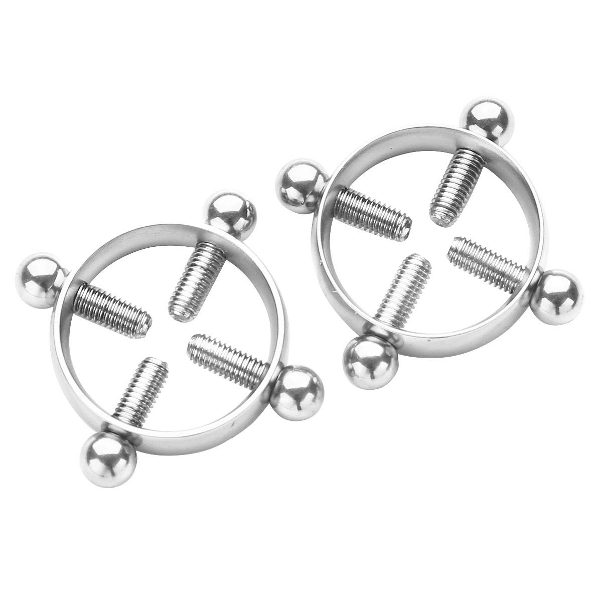 Adjustable Stainless Steel Non-Piercing Nipple Shield Rings - Body Jewelry Clamps for Sensual Play & BDSM Accessories (1 Pair) | Perfect for Couples, Role Play & Intimate Wear
