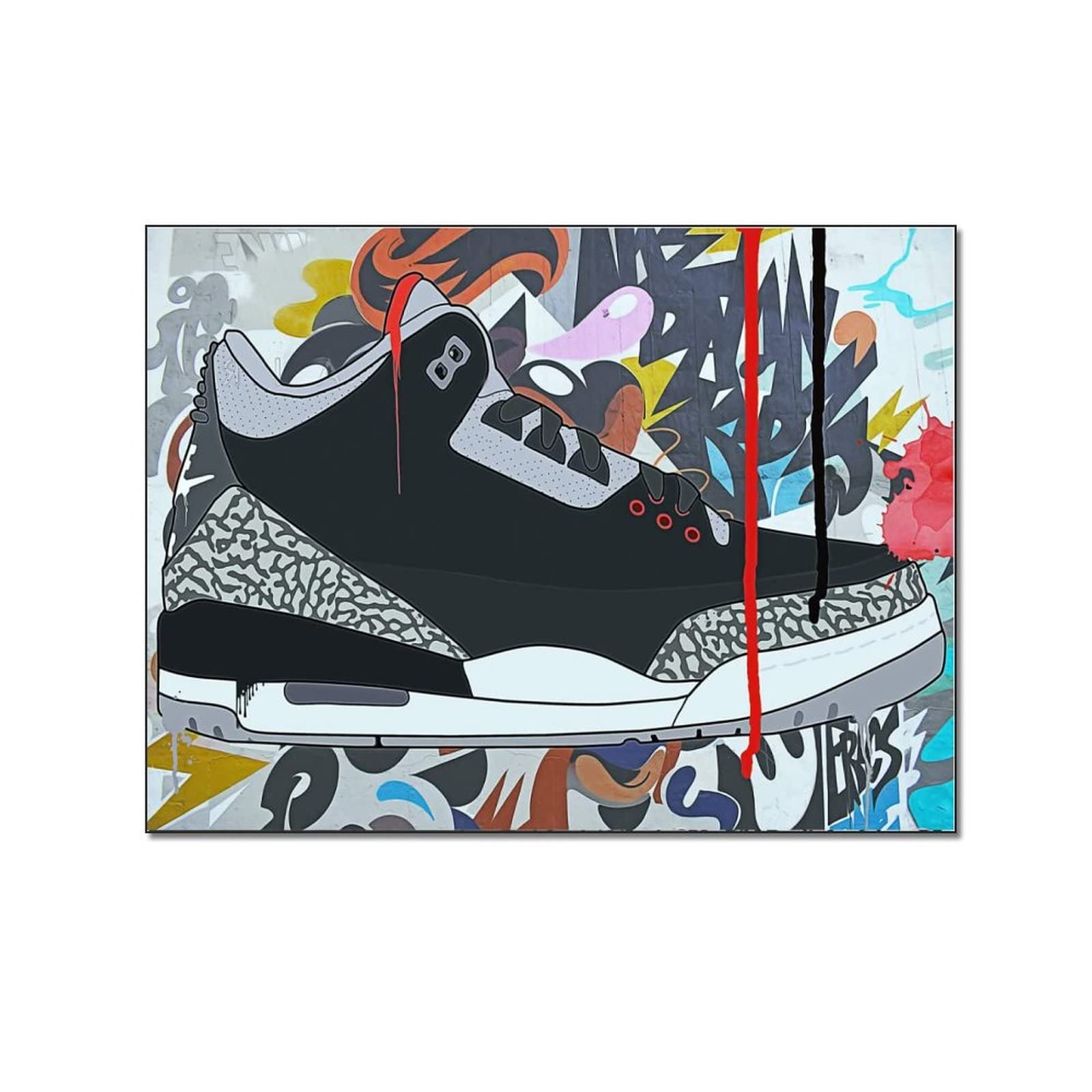 Modern Pop Art Sneaker Canvas Wall Art Poster Set of 2 - 16x20 Inch (40x51cm) Framed Prints for Bedroom Decor, Living Room & Office Wall Decoration - Vibrant Wall Art for Sneaker Lovers & Urban Style Interiors