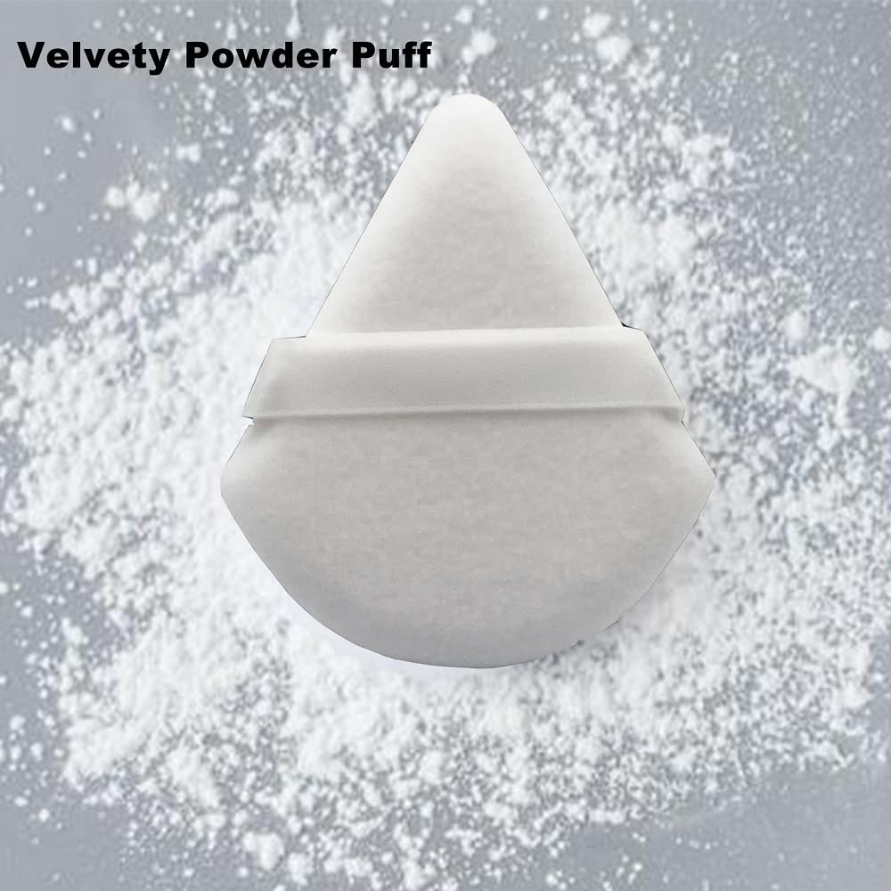 12Pcs Triangle Powder Puffs - Velour Makeup Sponges for Setting Powder, Foundation & Blush - Crease-Free Under Eye & Nose Application - Perfect for Professional Makeup & Travel Touch-Ups