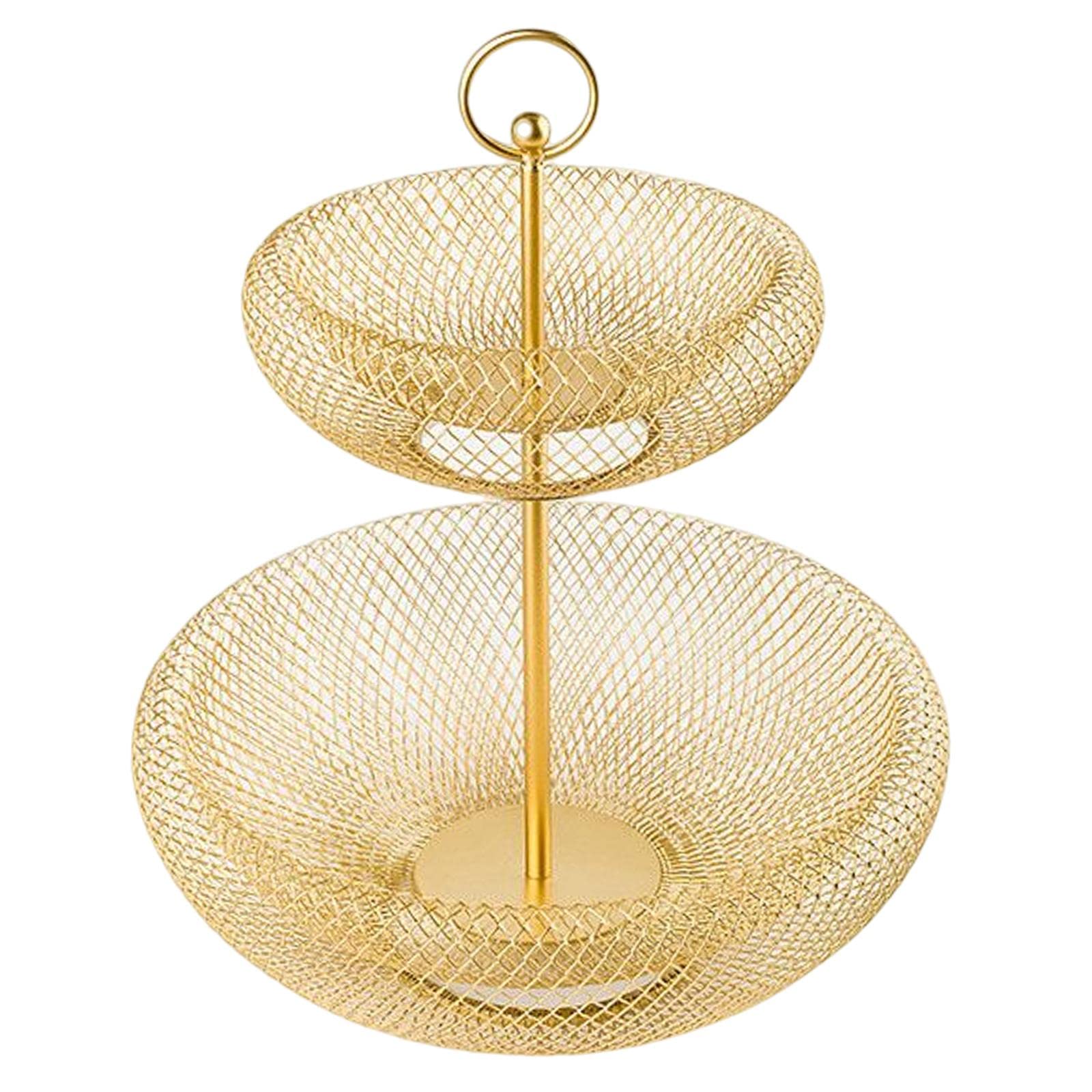 Fenteer 2-Tier Iron Countertop Fruit Basket - Detachable Serving Bowls for Fruits, Cakes, Candies & Snacks | Space-Saving Kitchen Organizer for Countertops, Dining Tables & Party Serving