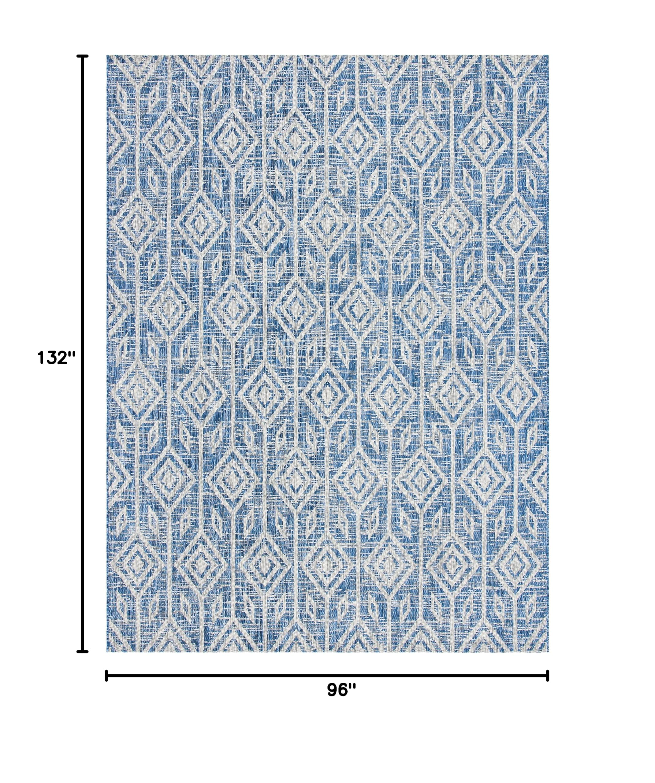 SAFAVIEH Courtyard Collection 8' x 11' Navy/Grey Indoor Outdoor Waterproof Rug - Easy Clean, Stain Resistant for Patio, Backyard, Mudroom & High Traffic Areas