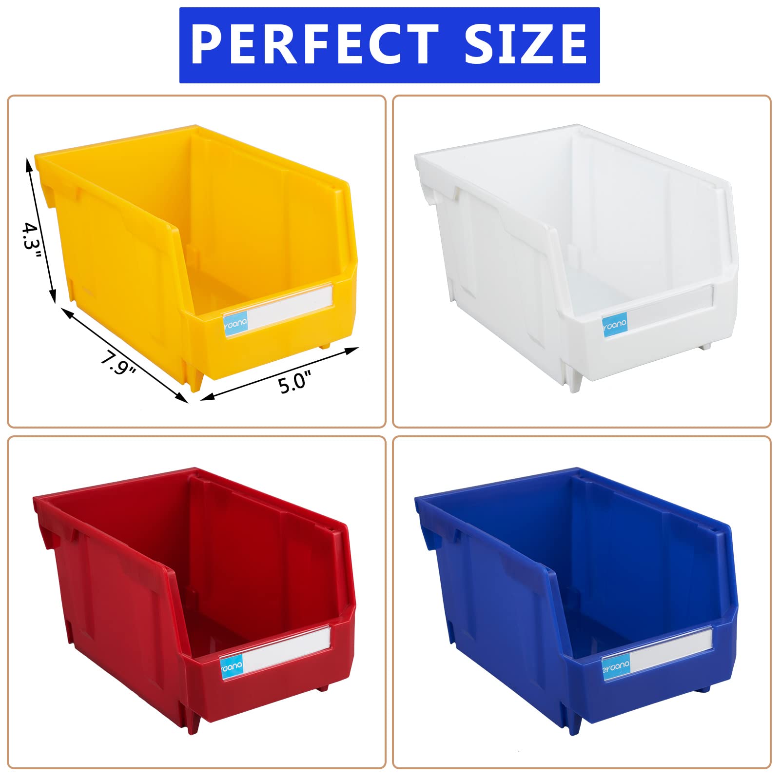 9-Pack White Plastic Wall Mounted Storage Bins - Hanging Organizer for Parts, Tools & Garage Storage - Perfect for Home, Office & Workshop Organization