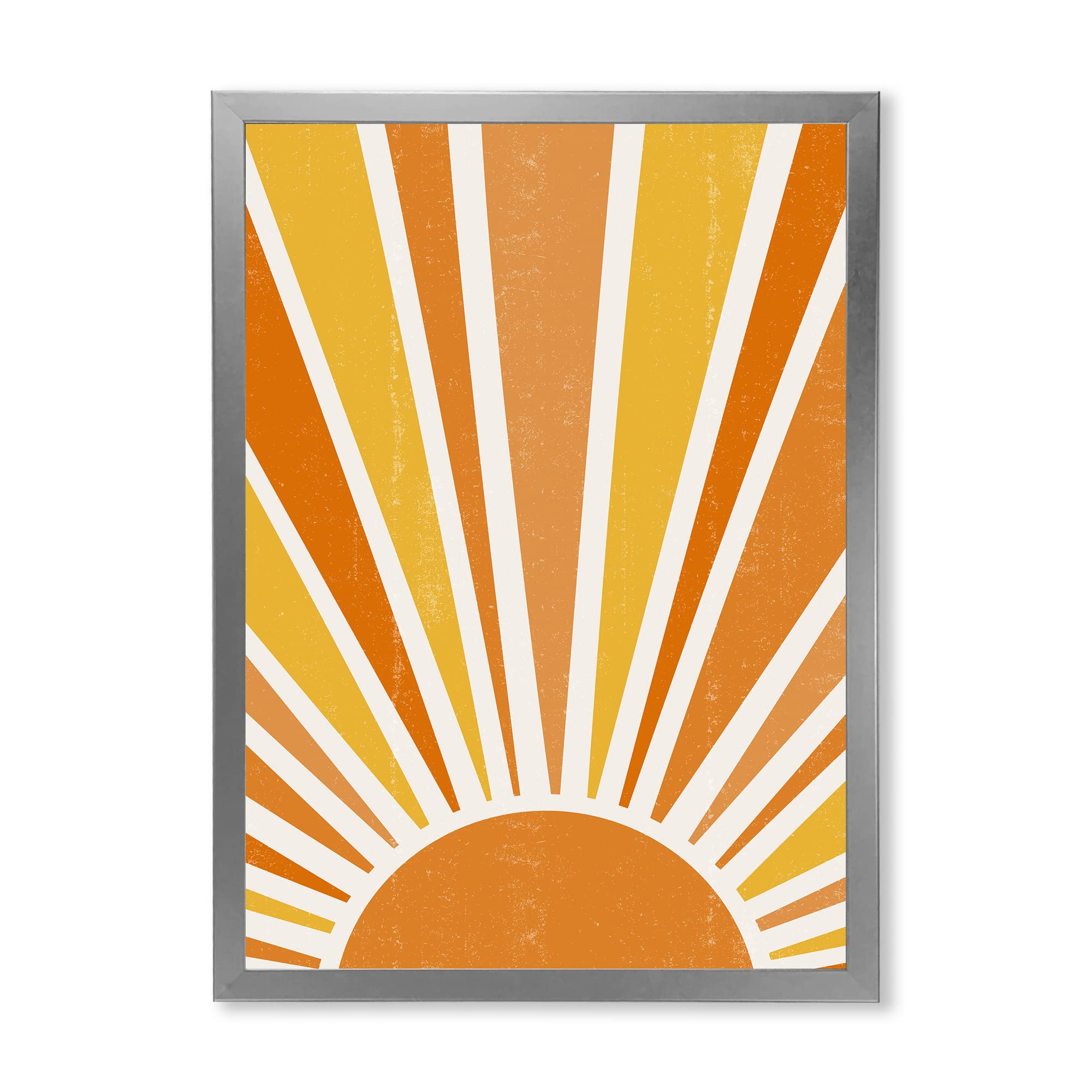 Minimalist Bright Shining Orange Sun Rays II Modern Framed Wall Art - Contemporary Home Decor for Living Room, Bedroom & Office