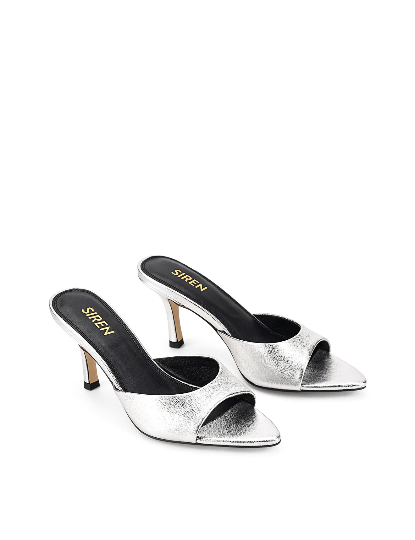 Margot Pointed Toe Mules - Silver Metallic Leather Slip-On Shoes for Women | Comfortable & Stylish Loafers for Office, Party & Casual Wear