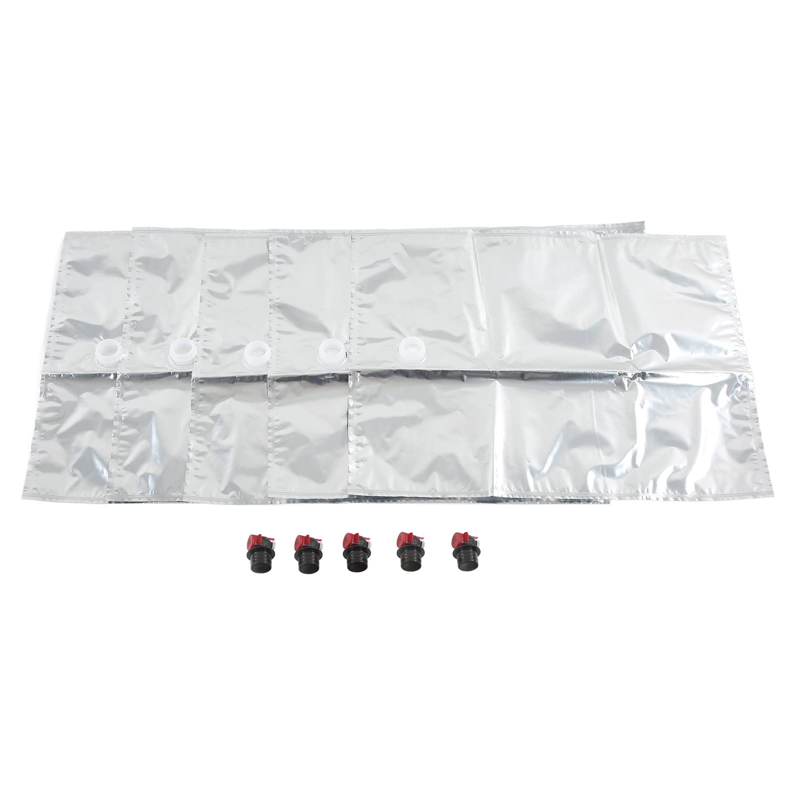 5Pcs 20L Aluminized Beverage Bags with Valve - Reusable Wine & Liquid Storage Pouches for Camping, Travel, and Outdoor Adventures