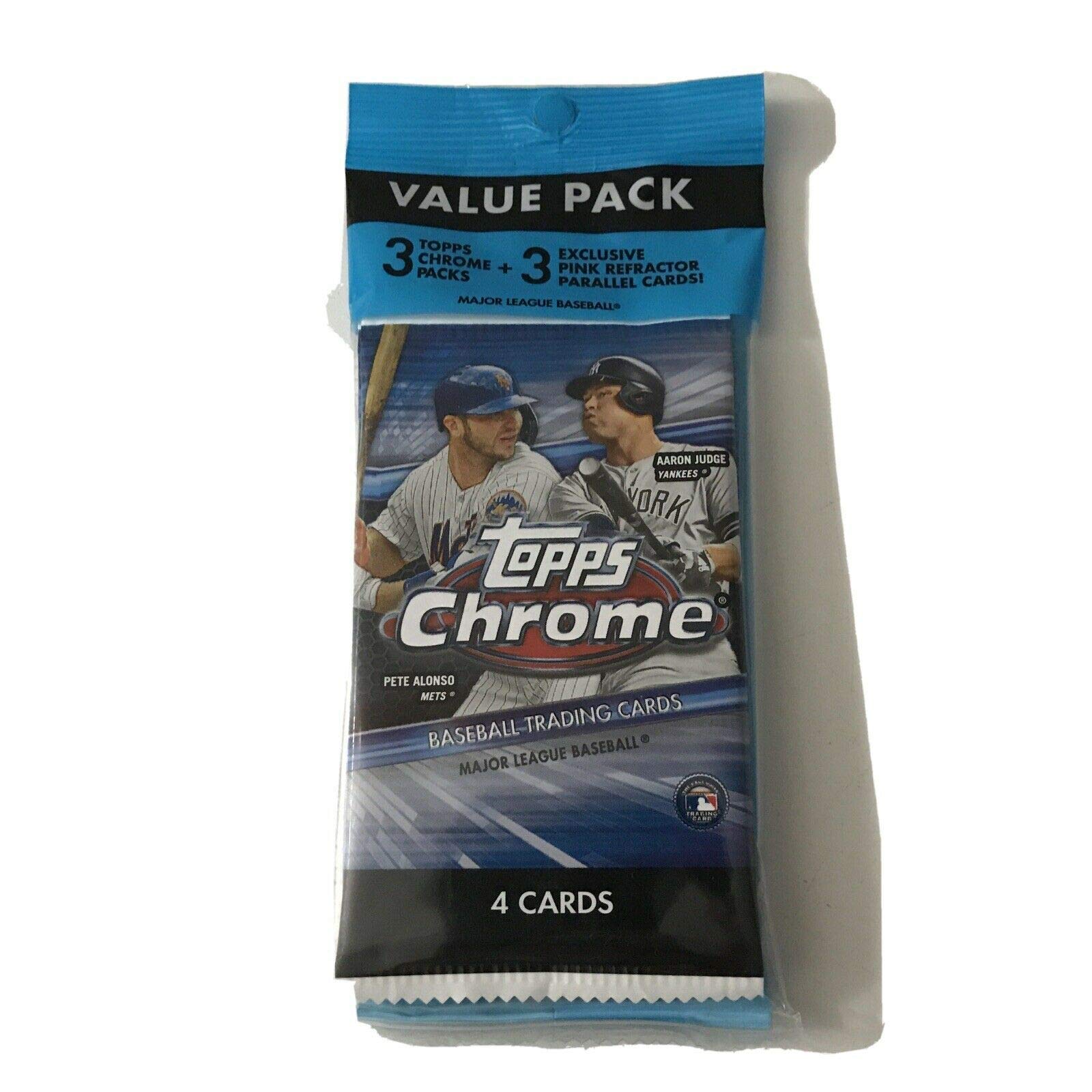 2020 Topps Chrome MLB Baseball Trading Cards Value Pack - 12 Cards + 1 Pink Refractor 3 Pack | Collectible Sports Cards for Baseball Fans & Card Collectors | Perfect for Trading, Gifts & Memorabilia Display