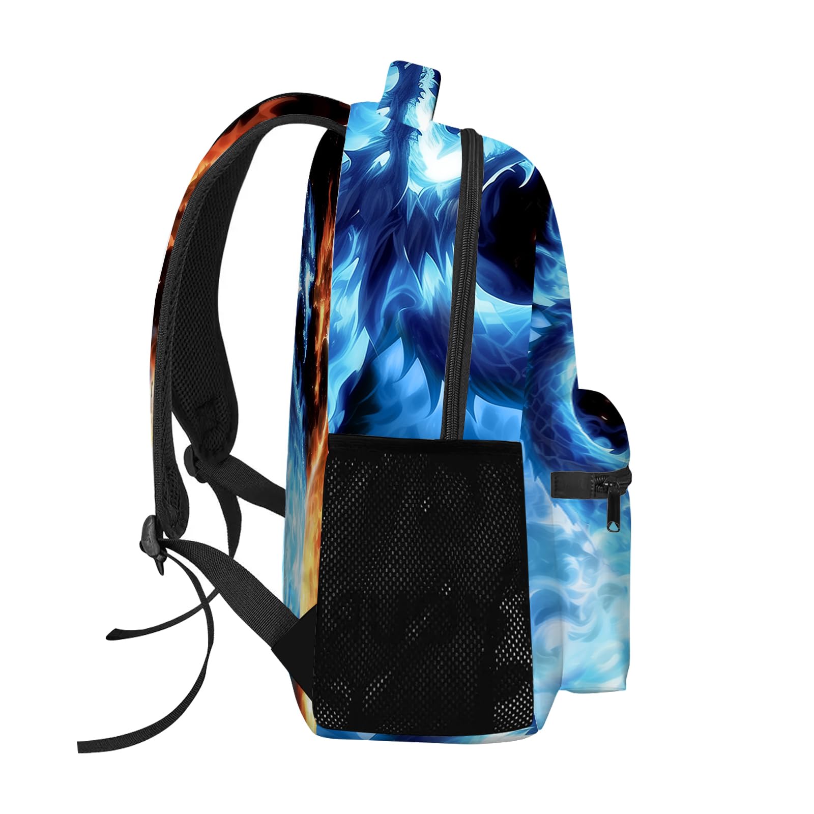 Fire Dragon Backpack for Boys & Girls - Cool School Backpack for Teens & Kids - 16.5 Inch Blue/Orange/Black - Perfect for School & Travel
