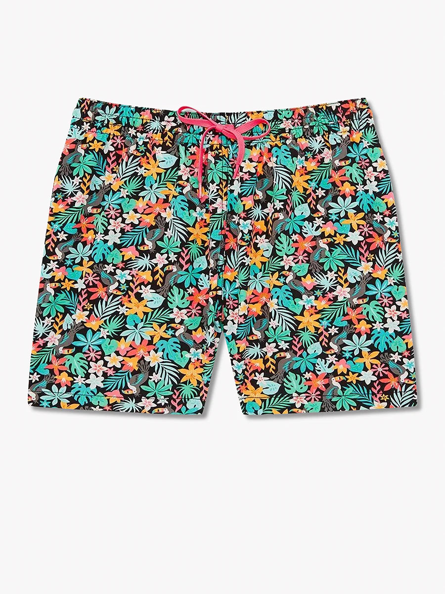 Chubbies 5.5 Inch The Bloomerangs Swim Trunks for Men - Quick Dry, Stretch Comfort - Perfect for Beach, Pool & Summer Vacations - Black