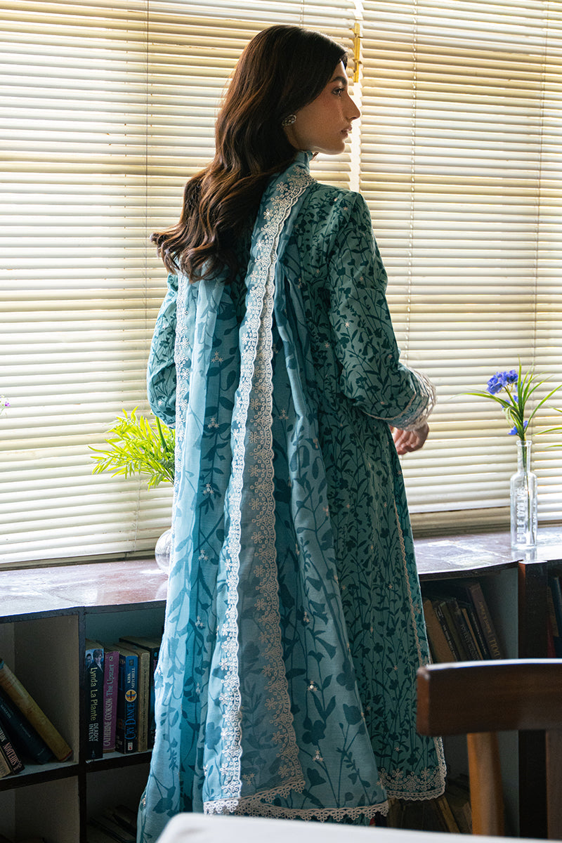 Minty Meadow 3-Piece Embroidered Lawn Suit for Women - Elegant Pakistani Formal Wear - Perfect for Weddings, Parties & Special Occasions