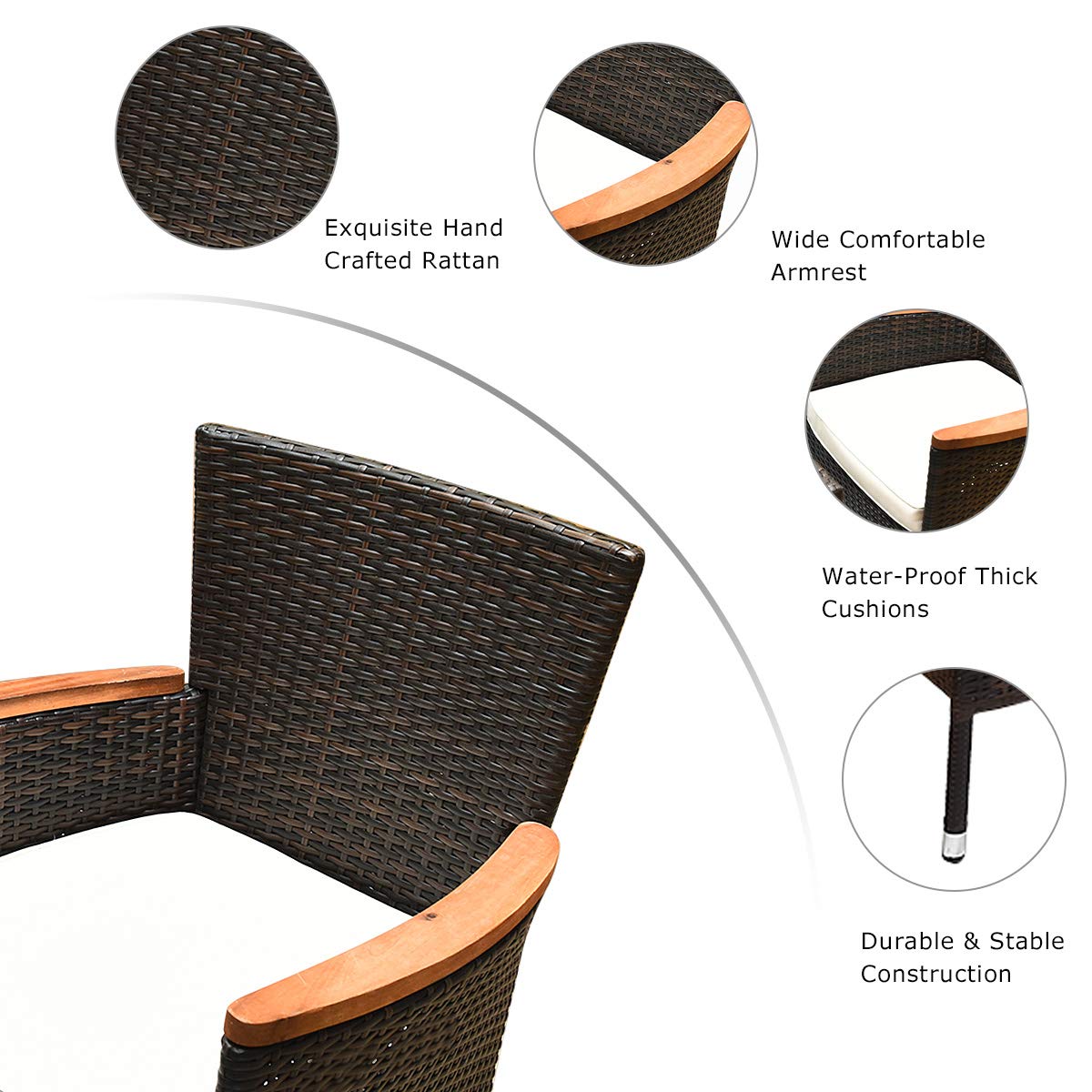 Tangkula 9-Piece Outdoor Dining Set with Acacia Wood Table & Stackable Armchairs - Patio Garden Furniture with Weather-Resistant Wicker & Cushions - Perfect for Backyard BBQs, Poolside Dining & Outdoor Entertaining