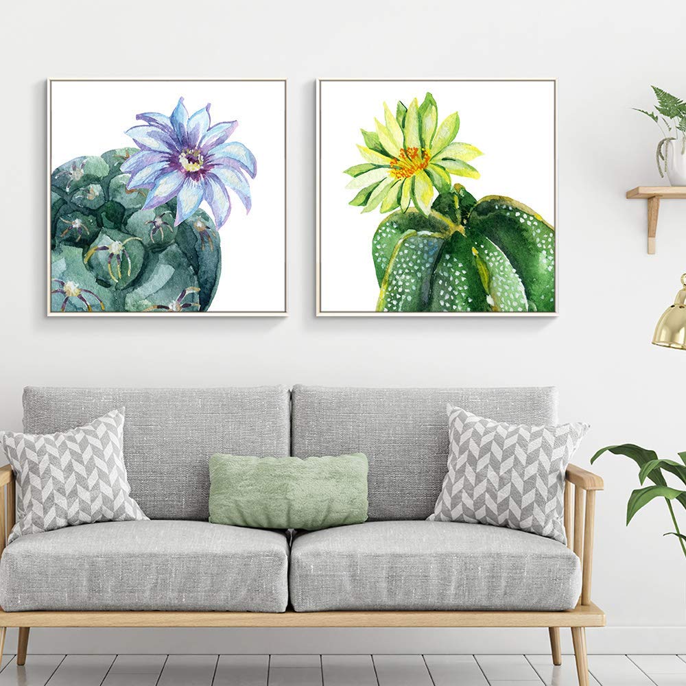 Wall26 Framed Canvas Wall Art - Vibrant Plant Illustrations Set of 2 Panels (24