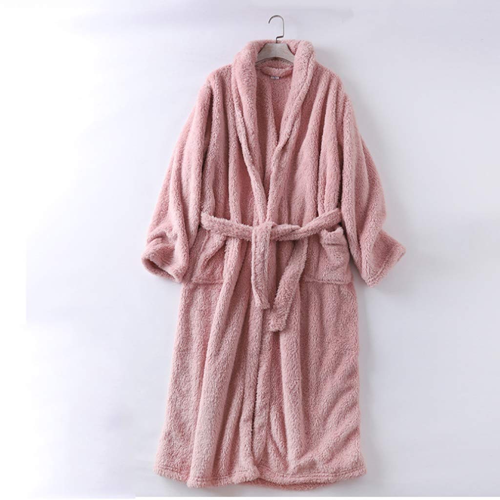 UXZDX CUJUX Winter Couple Nightgown & Plush Flannel Bathrobe for Men and Women - Warm Coral Fleece Homewear (XL, Color A) - Cozy Loungewear for Winter Nights & Spa Relaxation