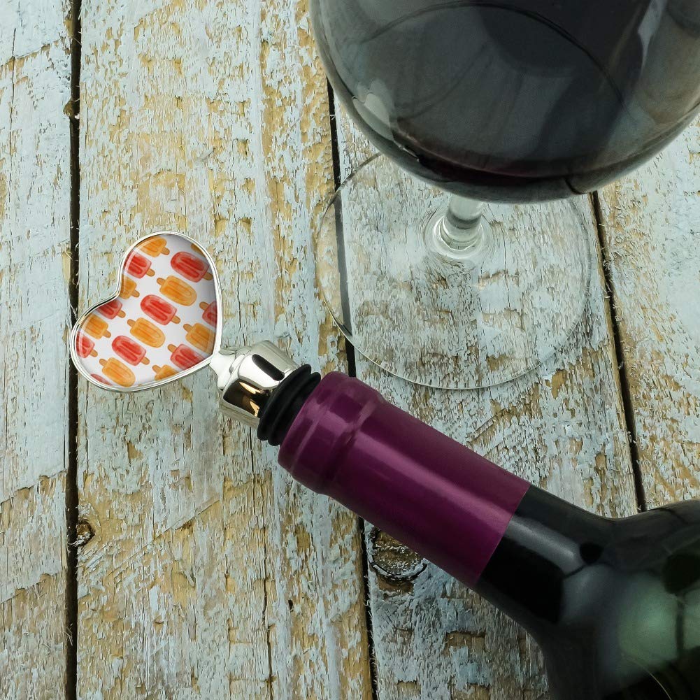 Summer Popsicle Pattern Heart-Shaped Wine Bottle Stopper - Watercolor Design for Chilling Drinks & Romantic Picnics