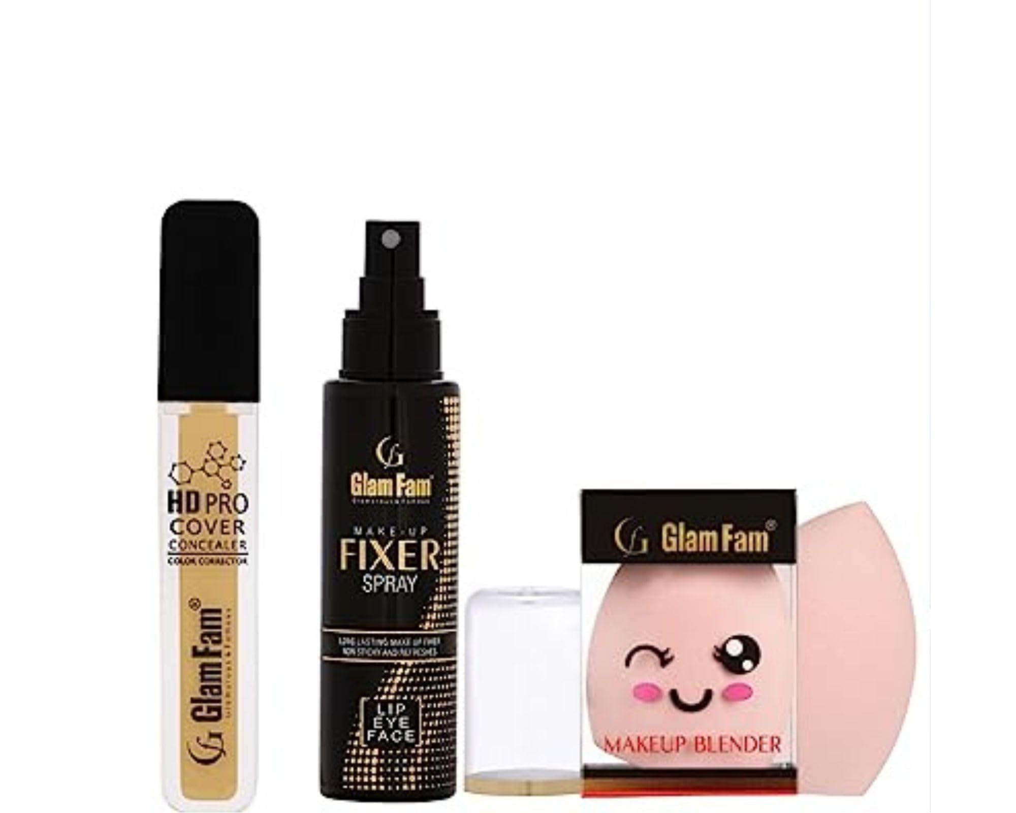 GLAM FAM Liquid Concealer & Makeup Fixer Spray Combo - Long Lasting, Non Sticky for Flawless Coverage