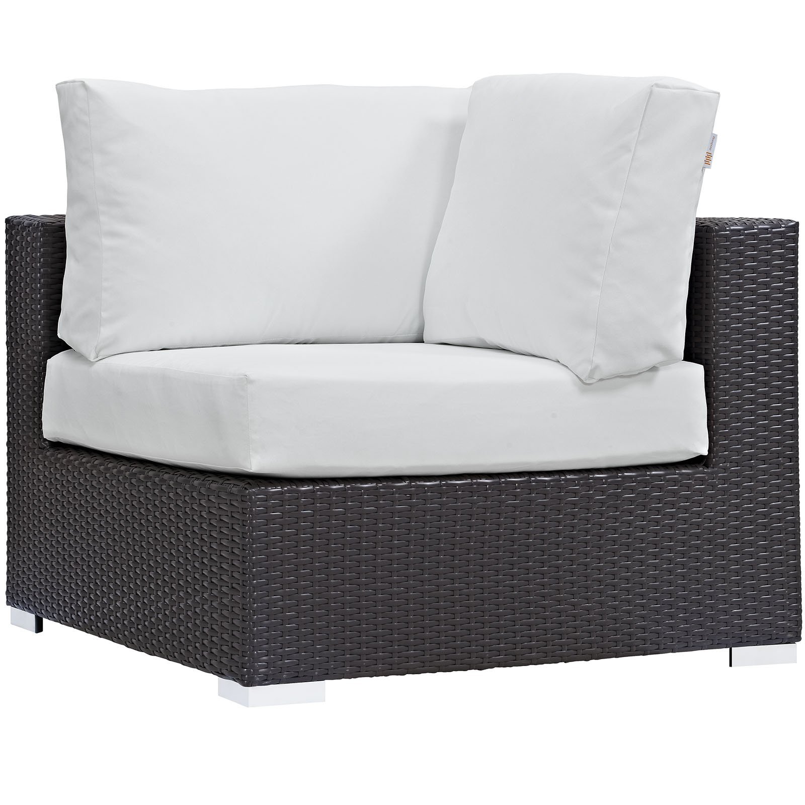 Modway Convene Collection 7-Piece Outdoor Patio Sectional Set - Espresso White Wicker Furniture for Backyard, Garden & Poolside Relaxation