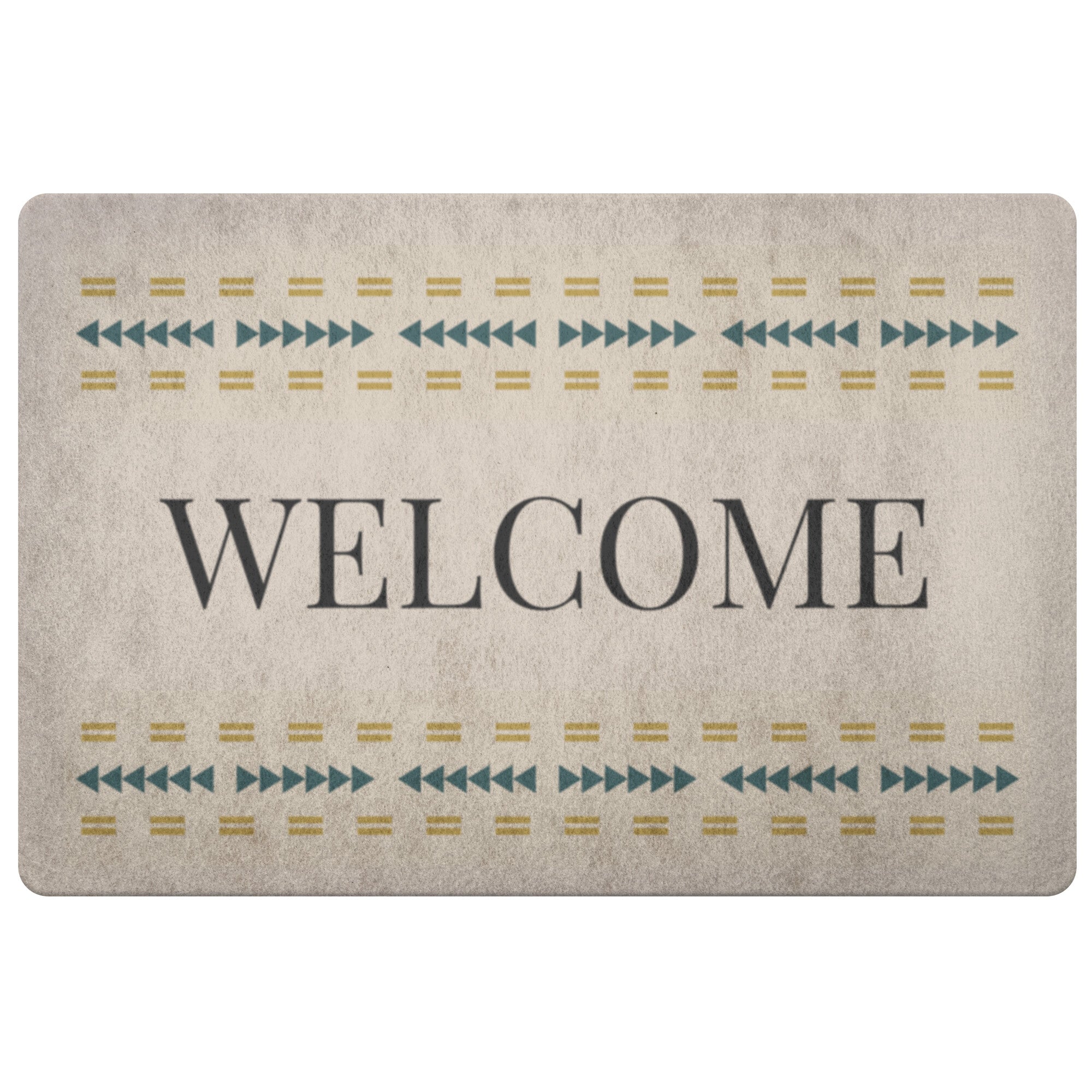 Beige Welcome Doormat - Southwestern Style Rug Mat, Lightweight Polyester for Indoor & Outdoor Use, Arrow Pass Print - Perfect for Entryway, Patio, or Front Door Decor