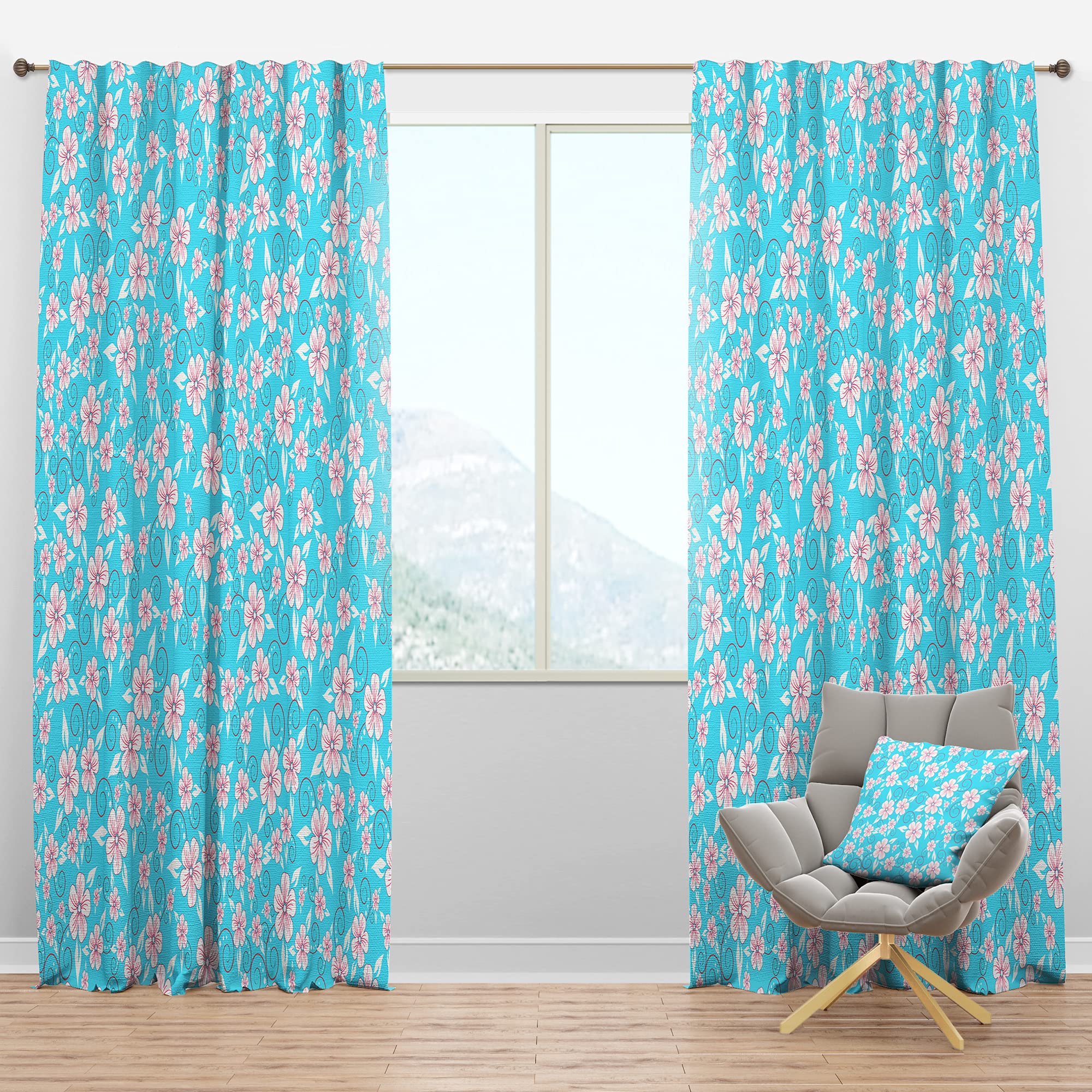 DesignQ Blackout Curtains with Floral Pattern - Thermal Insulated Room Darkening Drapes for Bedroom & Living Room (52x84, Single Panel) - Perfect for Home Decor, Light Blocking & Energy Saving