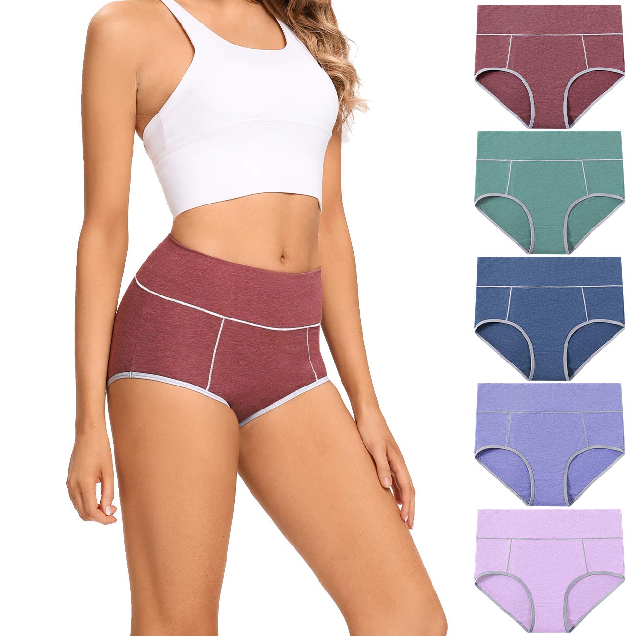 POKARLA Women's Cotton High Waist Underwear - Full Coverage Briefs, Soft & Breathable Postpartum Panties, Stretch Comfort Underpants for Everyday Wear, Maternity & Recovery