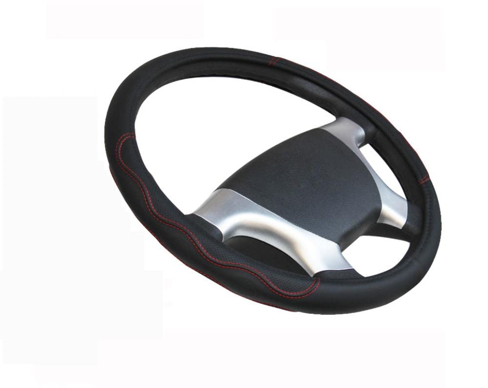 Premium GM Truck PU Leather Embossed Steering Wheel Cover - Universal Fit (36CM/38CM/40CM/42CM/45CM/47CM/50CM) - Non-Slip Grip & Heat Protection for Pickup Trucks & SUVs - Ideal for Road Trips & Off-Road Adventures