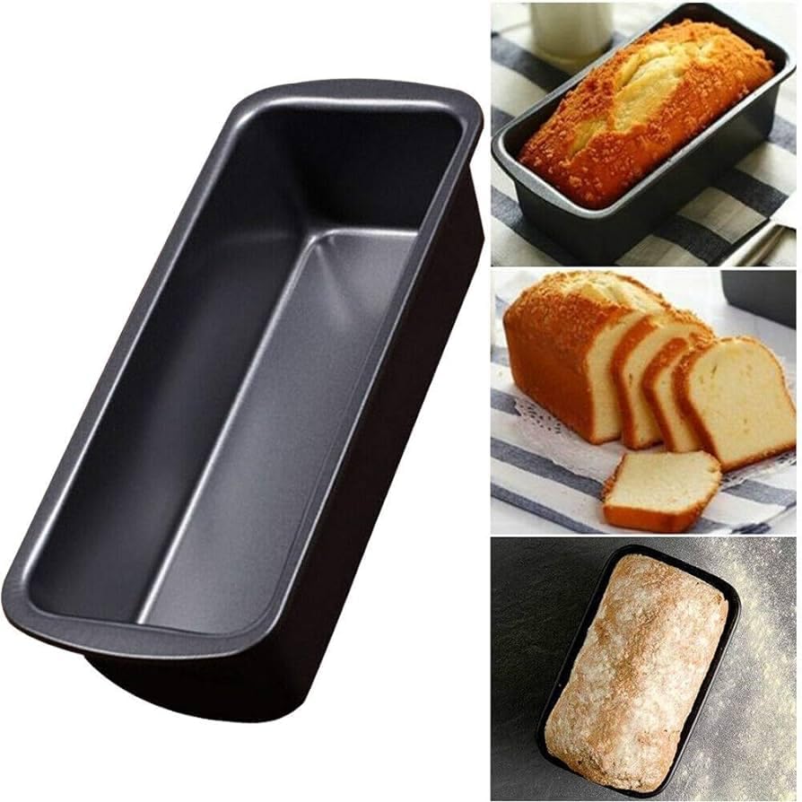 Premium Non-Stick Carbon Steel Rectangle Cake Pan - Teflon Coated Baking Tray for Bread, Loaf & Cake - Microwave & OTG Safe - Ideal for Home Baking, Birthday Parties & Professional Bakeries (Large, Black)