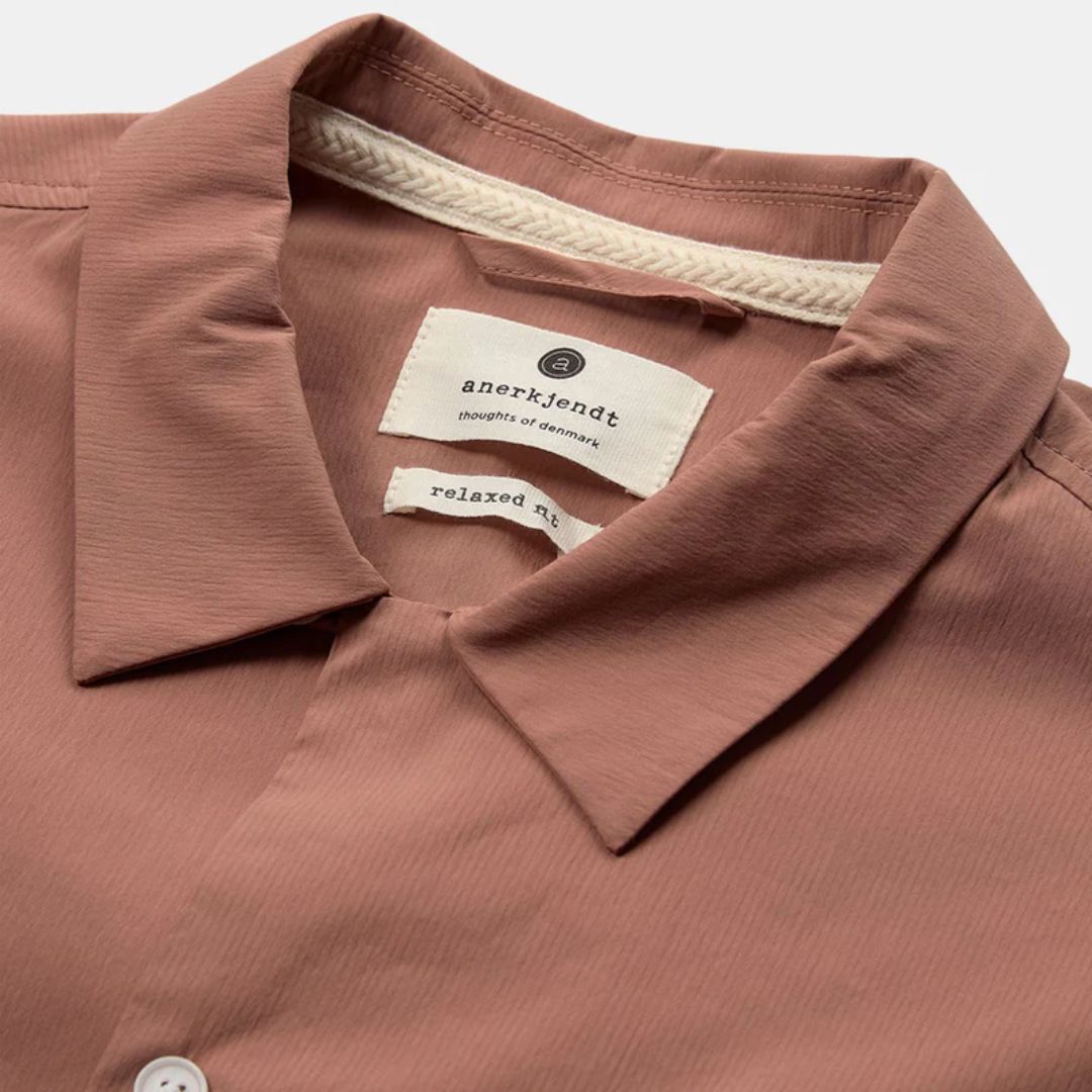 Akkurt Short Sleeve Pocket Shirt for Men - Casual Summer Button Down Shirt in Cognac Brown | Perfect for Office, Outdoor Activities & Travel