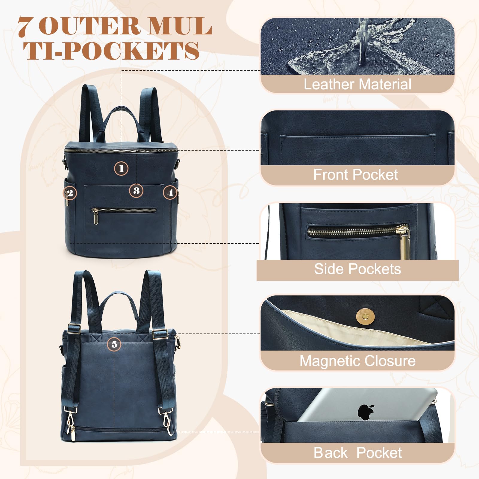 Miss Fong Multifunctional Waterproof Diaper Backpack - Large Capacity Baby Bag with Insulated Pocket & Changing Pad - Perfect for Travel, Daycare & Outdoor Adventures with Your Little One