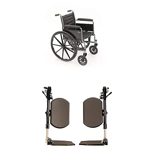 Invacare Tracer EX2 Folding Wheelchair for Adults - 18 Inch Seat with Adjustable Legrests & Full Arms - Lightweight Mobility Aid for Indoor/Outdoor Use