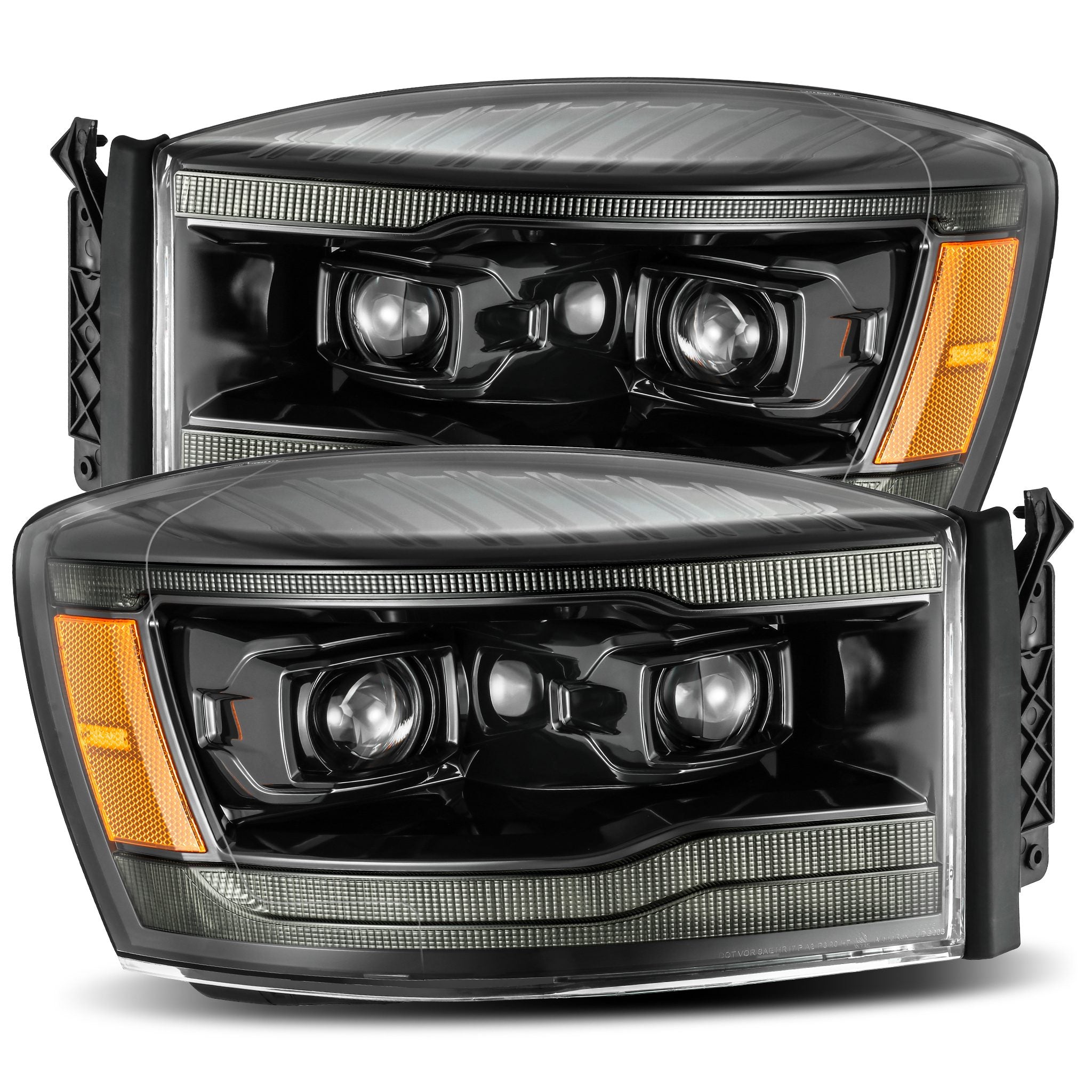2006-2009 Dodge Ram Projector Headlights - Black Plank Style with Sequential Turn Signal & DRL | Alpha Rex 880530 | Upgrade for Night Driving & Off-Road Adventures