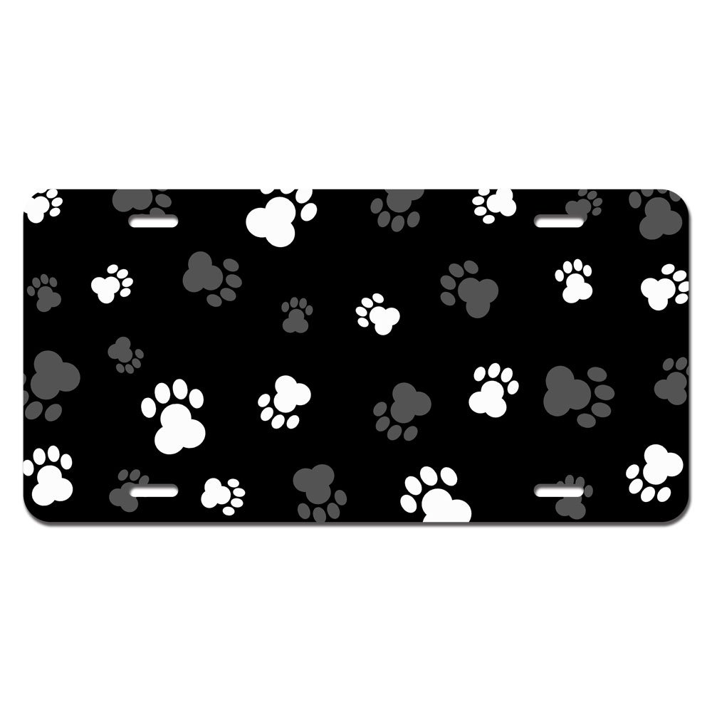 Personalized Paw Prints Metal Vanity License Plate - Custom Pet Car Tag for Dogs & Cats - Perfect for Vehicle Decoration & Pet Lover Gifts