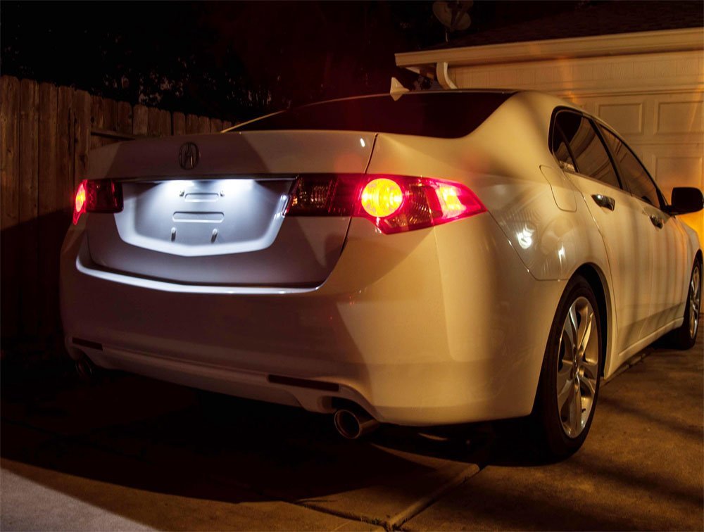 Direct Fit White LED License Plate Light Lamps for Acura TL TSX Honda Civic - Bright & Durable Replacement Bulbs for Enhanced Night Visibility & Style