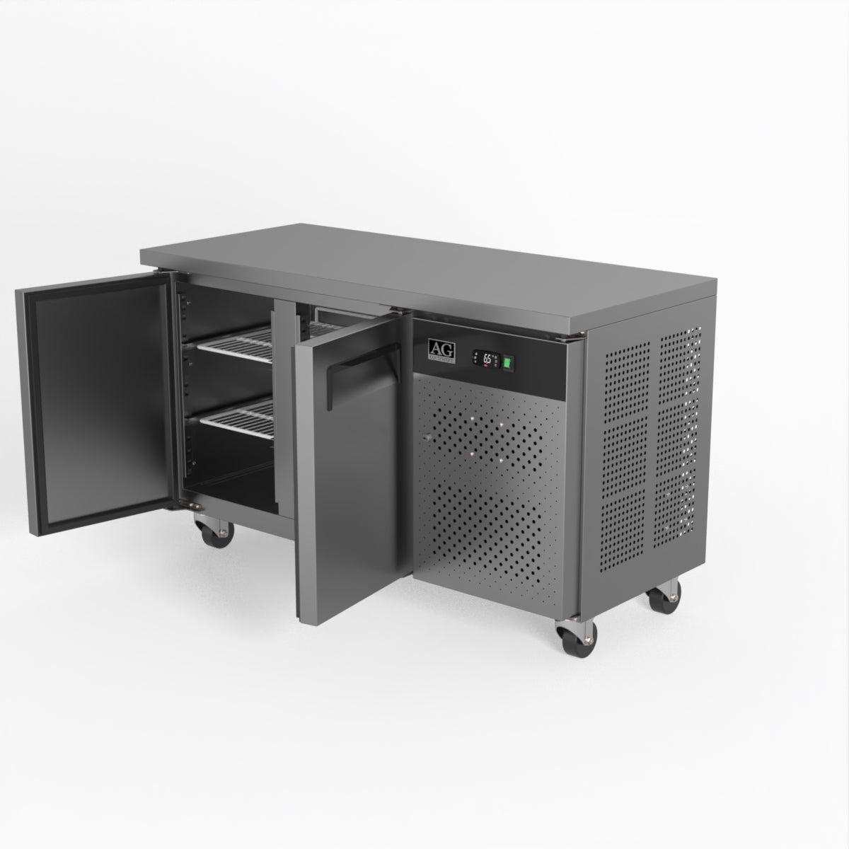 Commercial Refrigerator - AG Two Door Under Counter Fridge for Restaurants, Bars & Kitchens | Energy Efficient Stainless Steel Worktop Freezer with Adjustable Shelves