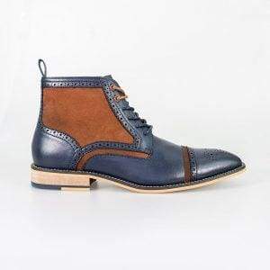 Cavani Modena Men's Leather Boots in Navy & Cognac - Stylish & Durable for Casual Wear, Outdoor Adventures & Work