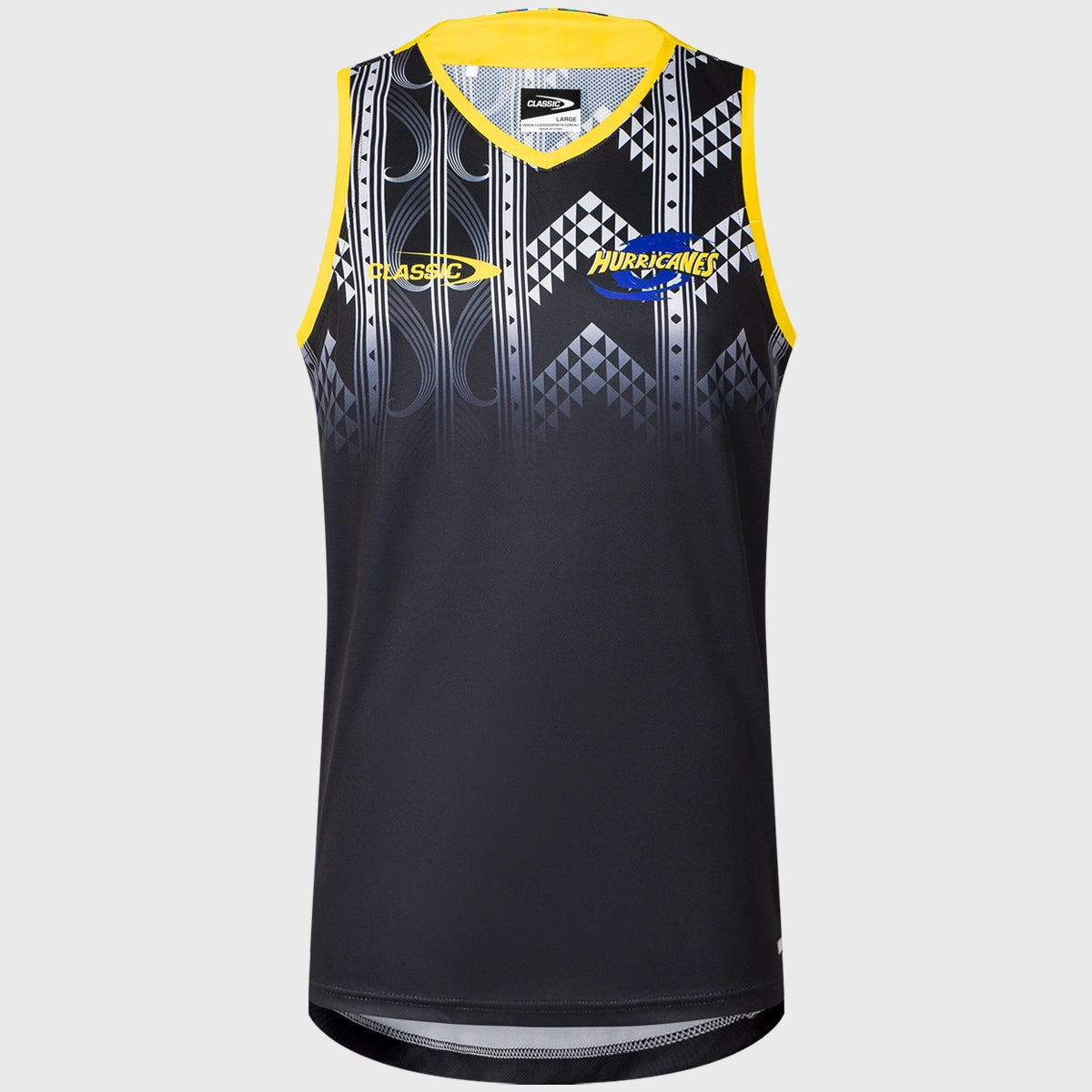 2025 Classic Hurricanes Super Rugby Training Singlet - Black | Breathable Performance Jersey for Rugby Practice & Gym Workouts