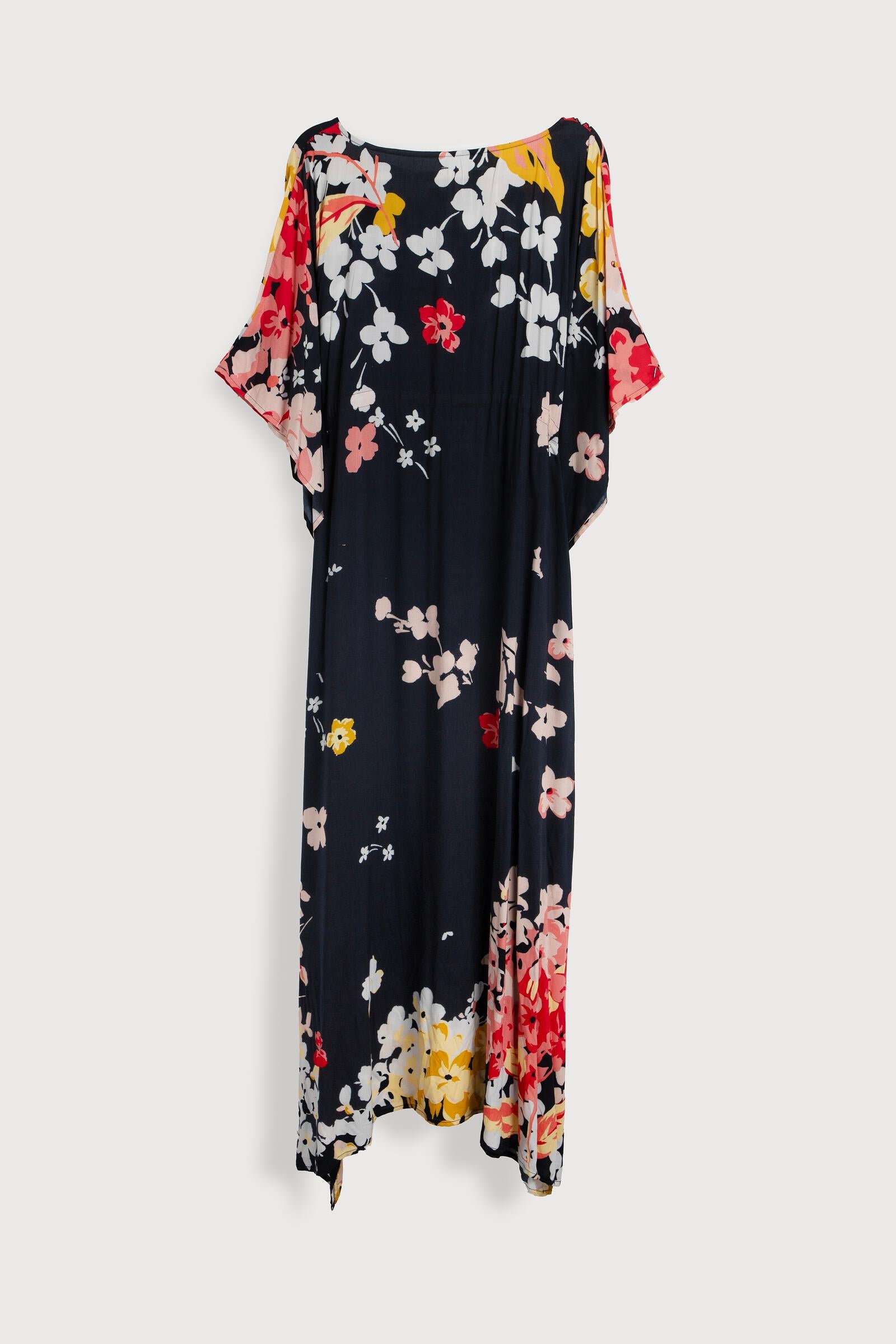 Stylish Multicolored Fiore Tie Waist Keyhole Kaftan Dress - Perfect for Beach Vacation, Summer Outings & Boho Chic Fashion