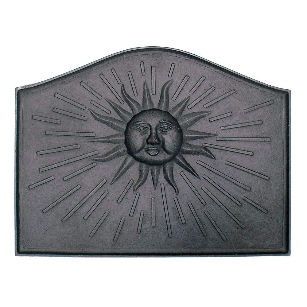 Sun Cast Iron Fireback - Black Fireplace Back Panel for Heat Protection & Decoration | Perfect for Indoor & Outdoor Fireplaces, Wood Stoves, and Hearths