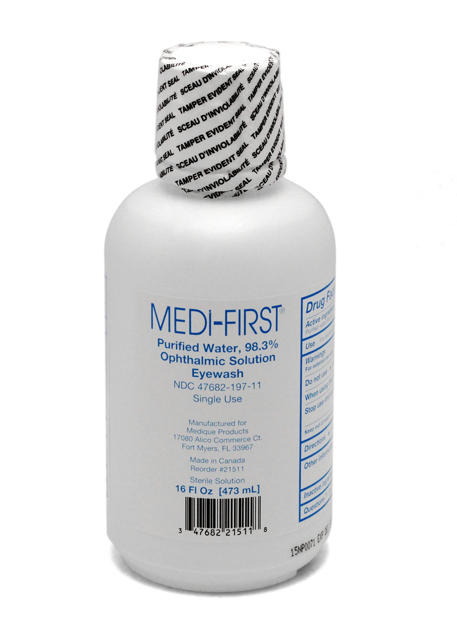 Emergency Eye Wash Bottle - 16 Ounce First Aid Eye Care Solution - MS55821 (10 Pack) for Workplace Safety, Lab Use & Chemical Splash Protection