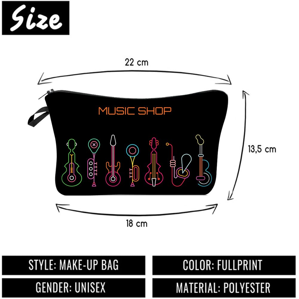 ASCHAR Waterproof Cosmetic Bag for Women - Large Roomy Travel Makeup Organizer, Cute Toiletry Pouch for Makeup Brushes & Essentials - Perfect Travel Accessories & Gift Idea for Girls (Music Note Design) - Ideal for Vacation, Gym, Beach Trips & Daily Use