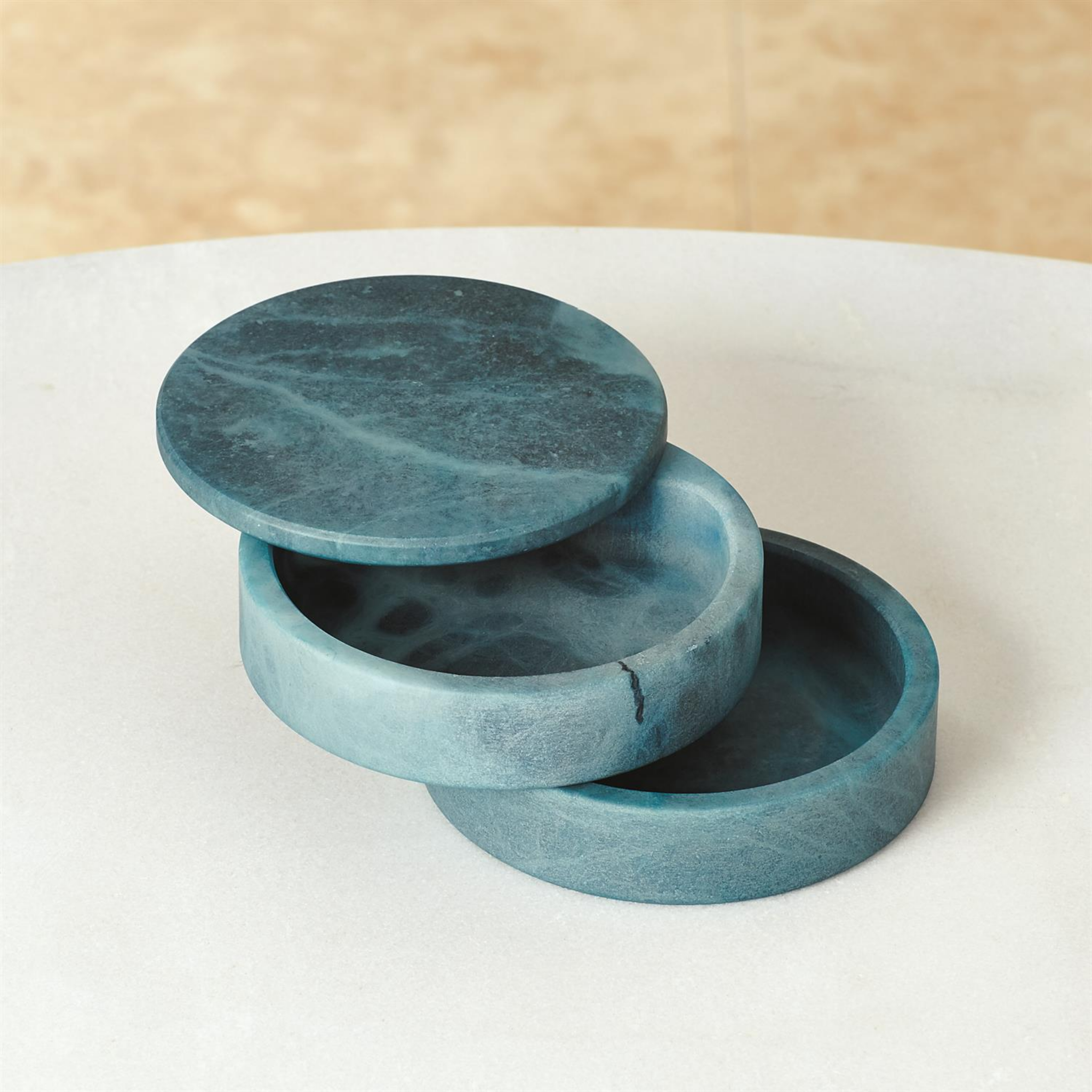 Alabaster Swivel Jewelry Box - Elegant Rotating Storage for Rings, Necklaces & Earrings - Perfect for Bedroom Dresser, Vanity & Gift Giving