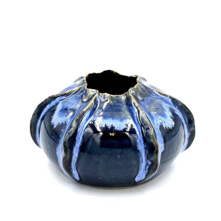 Blue Porcelain Vase with Rose Apple Design - Elegant Home Decor for Living Room, Bedroom & Office
