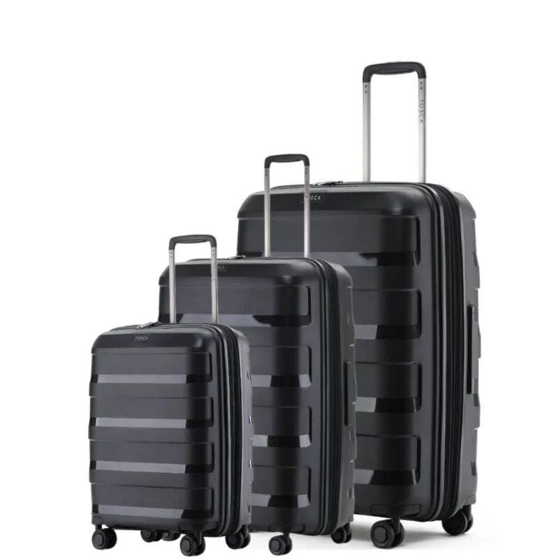 Tosca COMET 3-Piece Luggage Set (29in, 25in, 20in) Black Suitcases - Perfect for Travel, Business Trips & Family Vacations