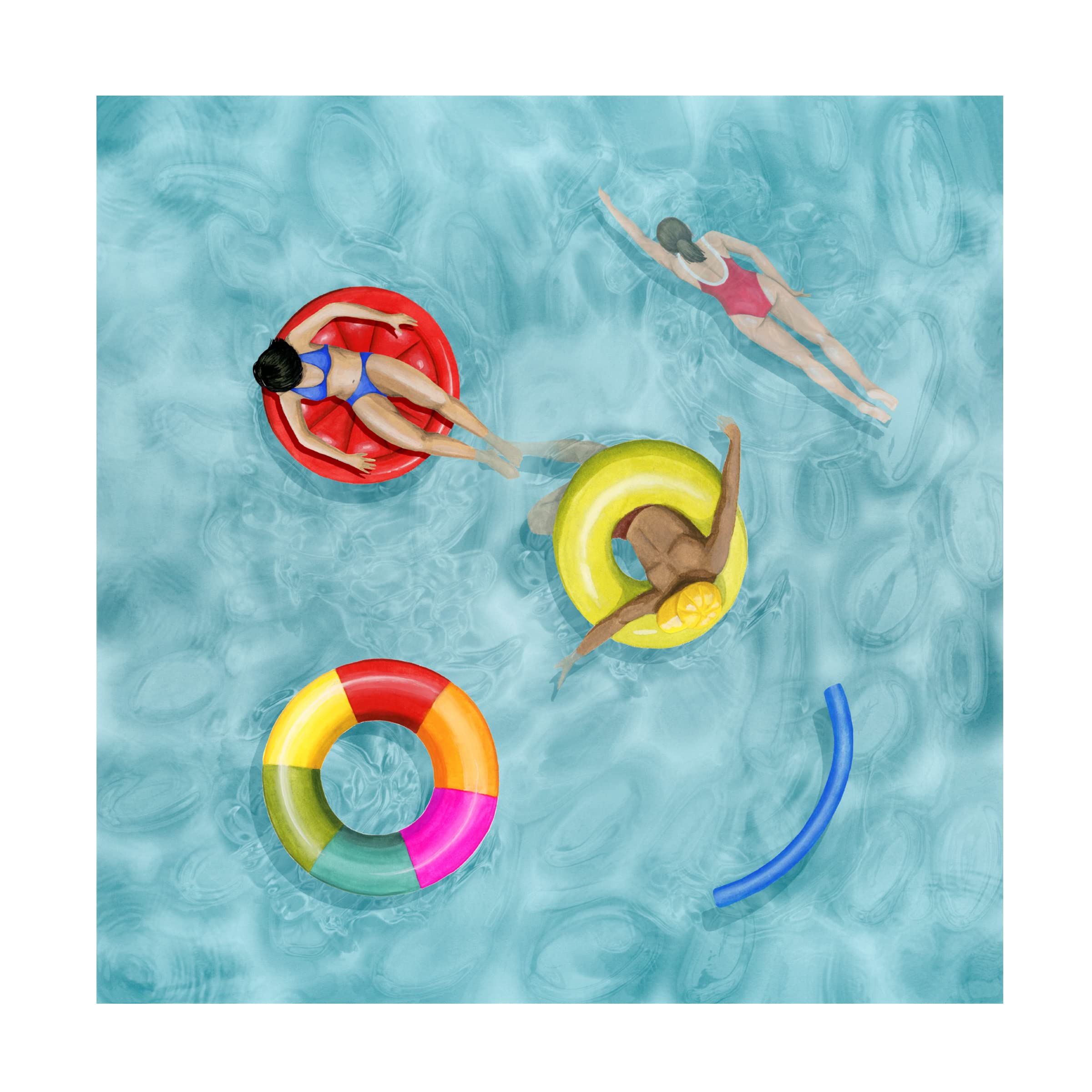 Grace Popp Poolside II Canvas Wall Art Print - Modern Home Decor for Living Room, Bedroom & Office - High Quality Framed Painting for Beach House & Coastal Style Interiors